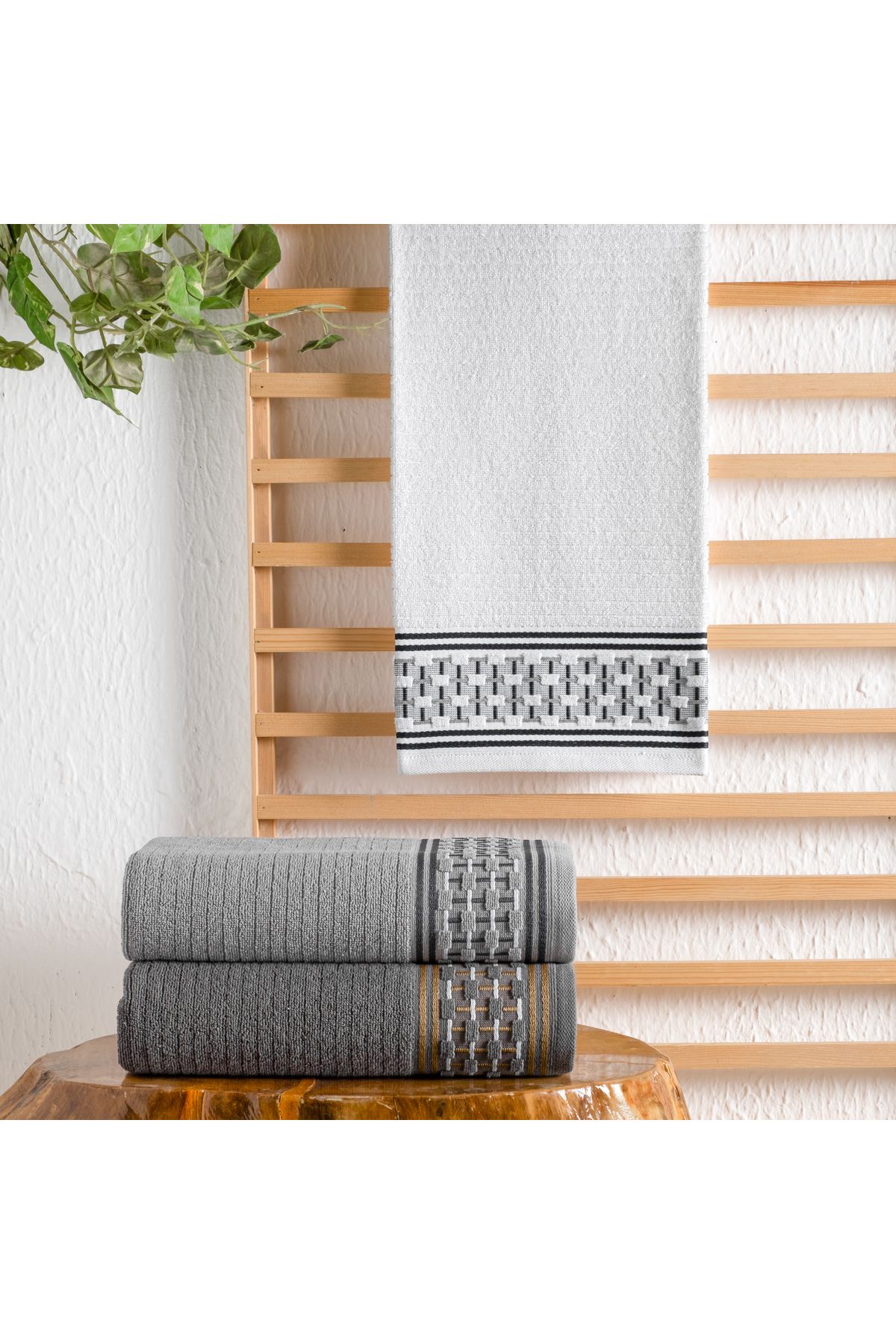 Schafer Home Plain Jakarlı Havlu 50x90-Beyaz