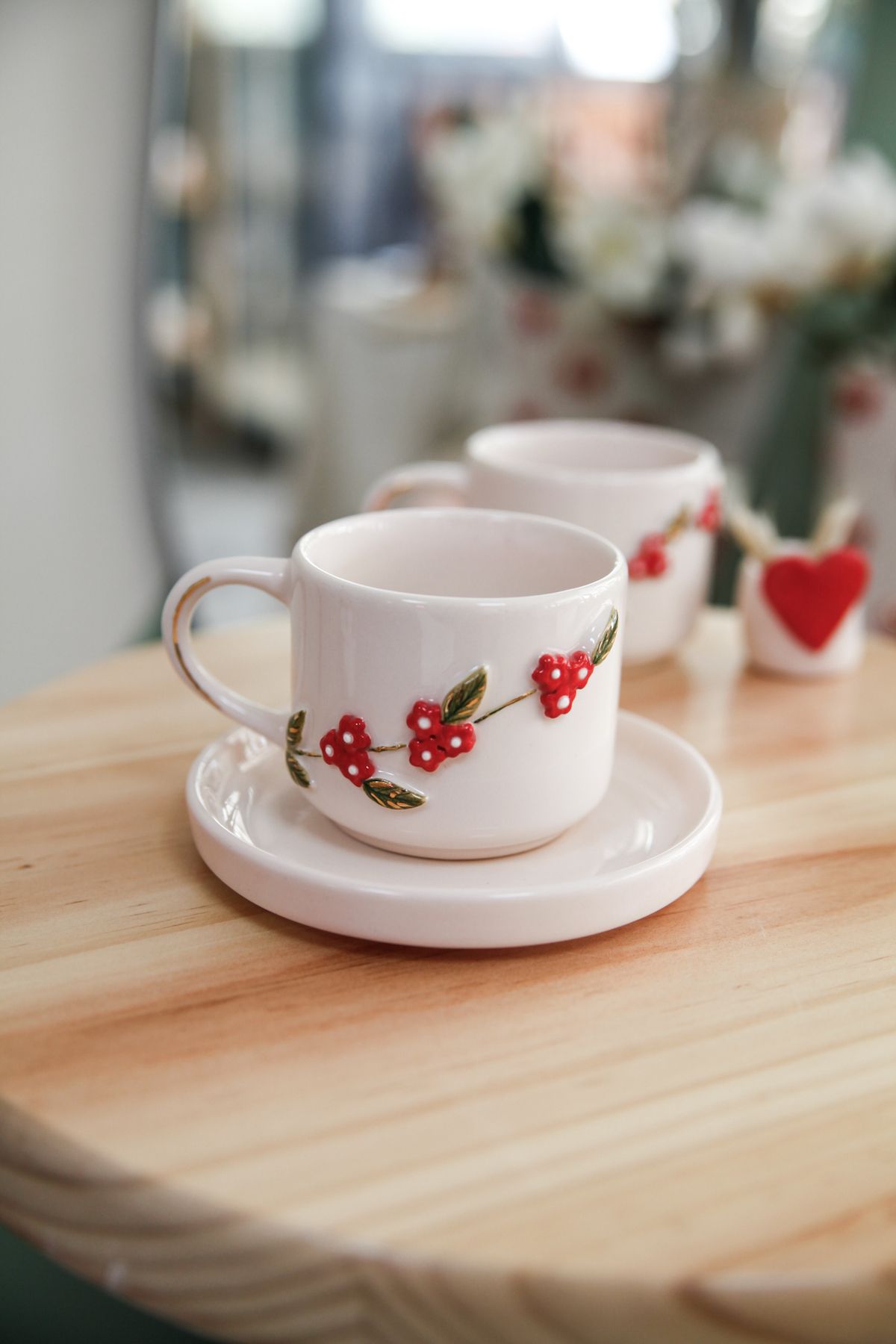 his ceramic el yapımı bahar dalı seramik çay&kahve fincanı 24k gold detaylı