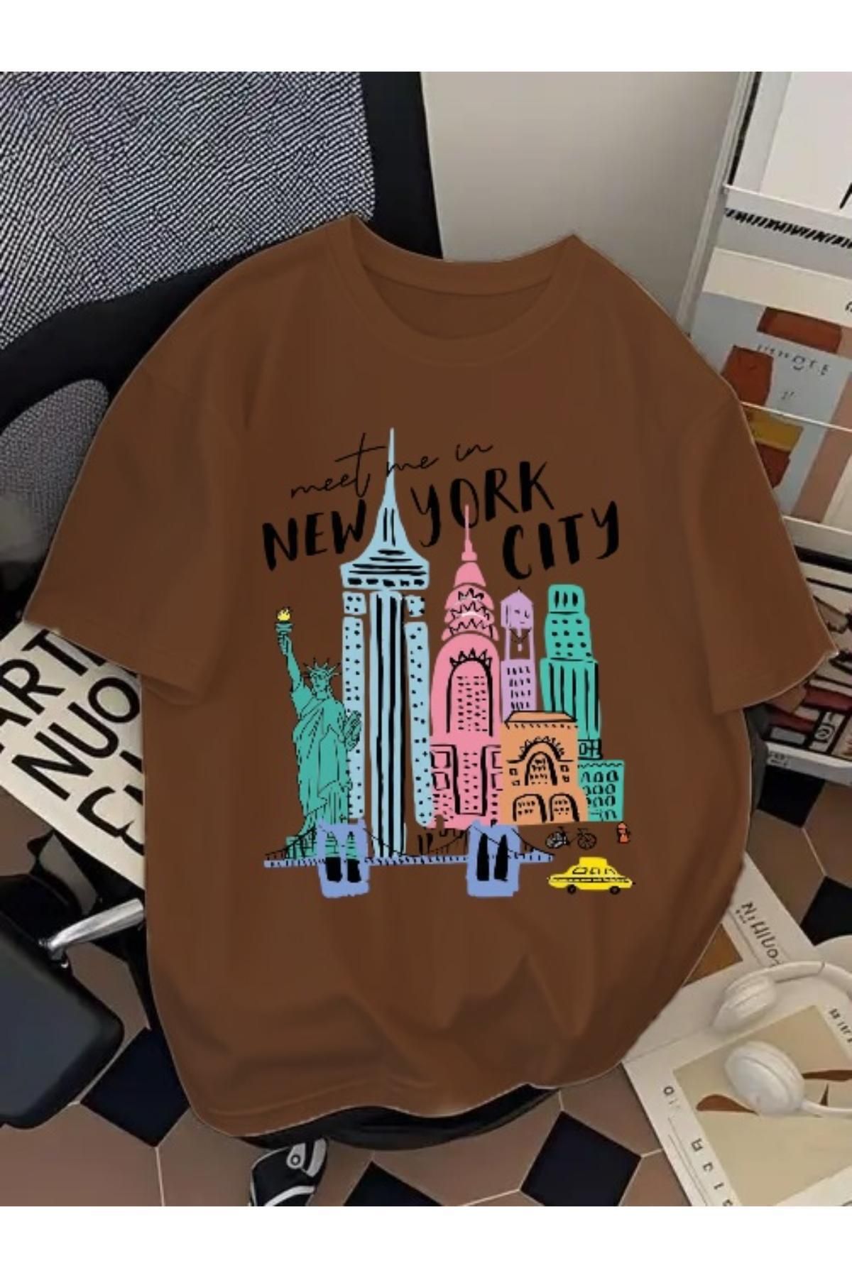 EQİ New York City Baskılı Oversize T-Shirt