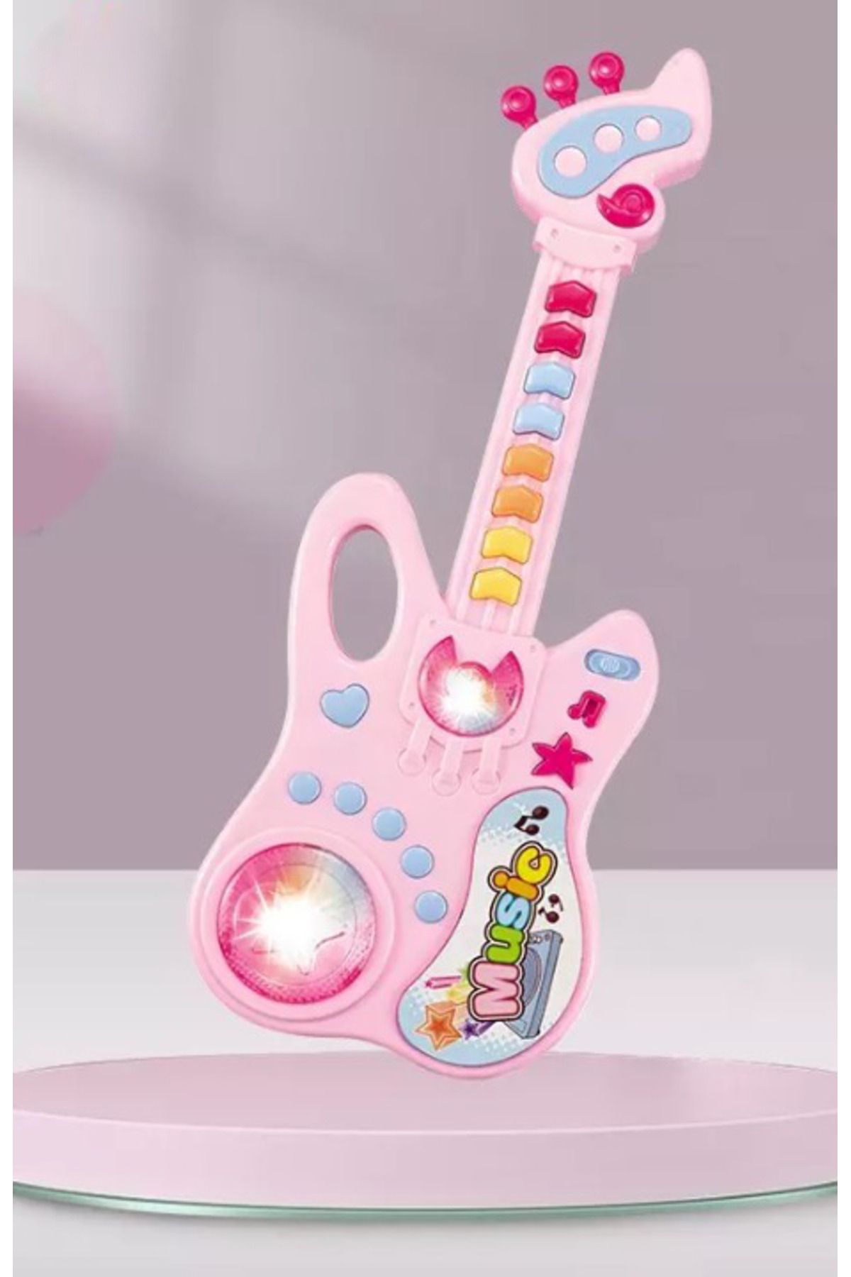 LUDIRO-Interactive Guitar Toy with Musical and Light Panel, Multiple Functions, Pink 3