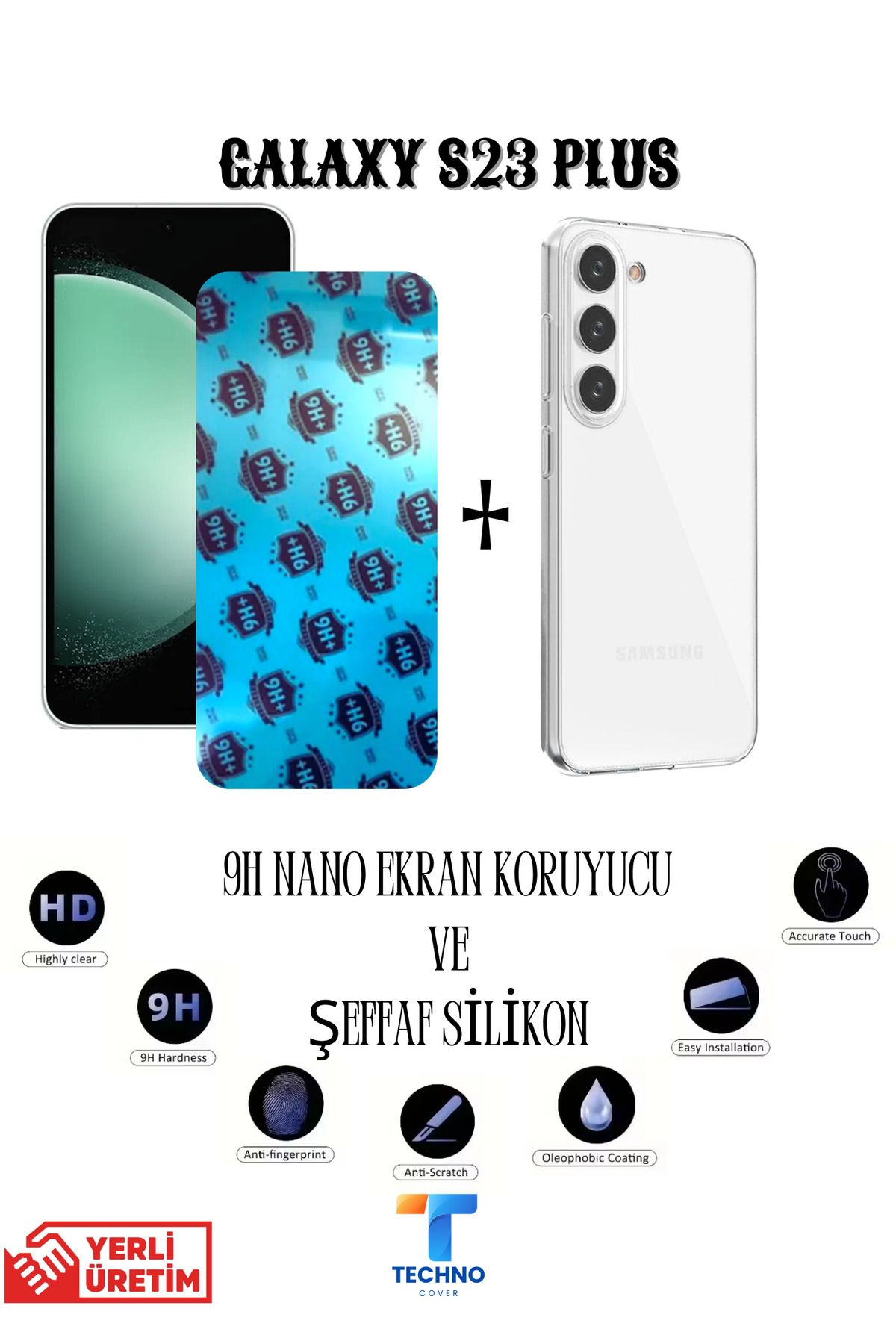 foxpower Samsung S23 Plus Nano Ekran Koruyucu ve Şeffaf Kılıf 2li Avantajlı Paket