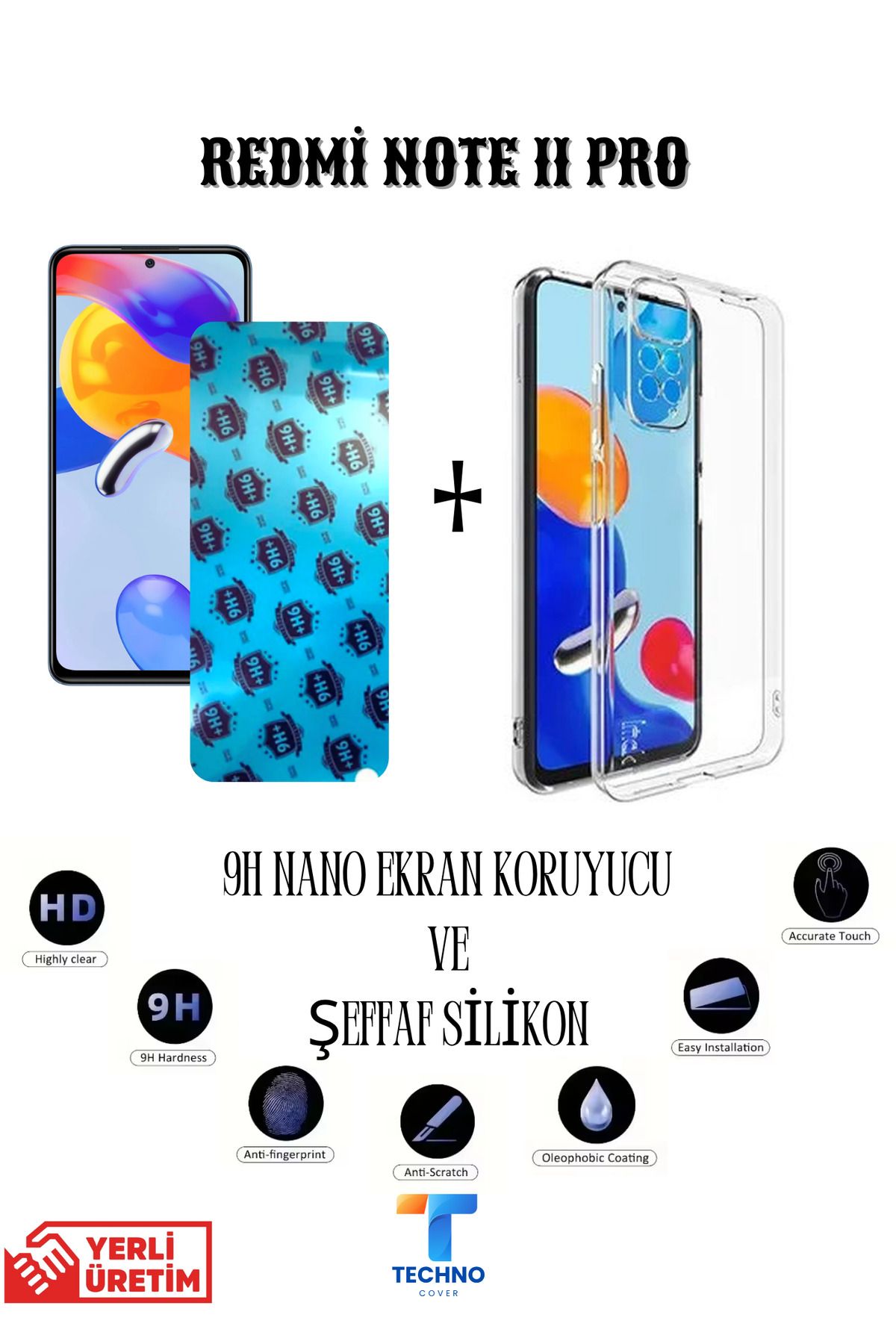 foxpower Redmi Note 11 Pro Nano Ekran Koruyucu ve Şeffaf Kılıf 2li Avantajlı Paket