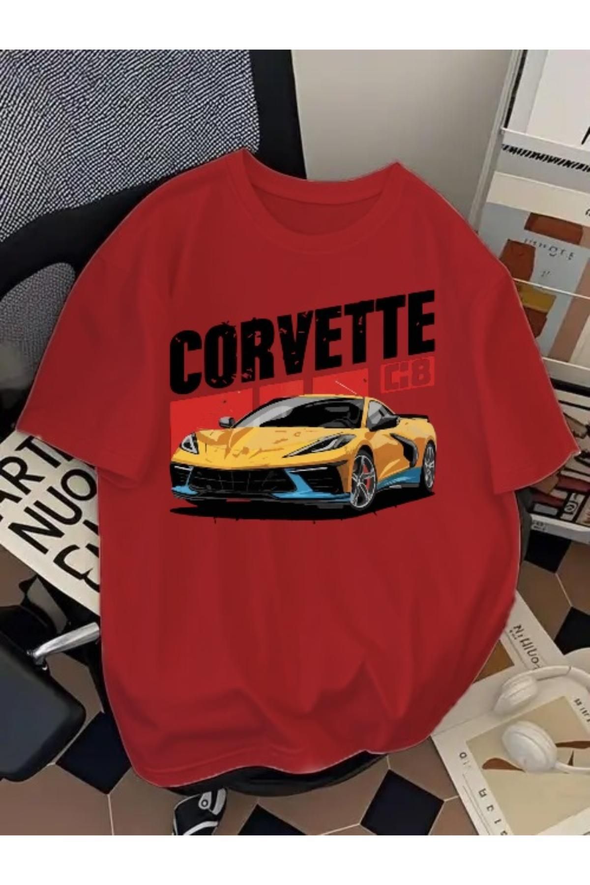 EQİ Corvette Araba Baskılı Oversize T-Shirt