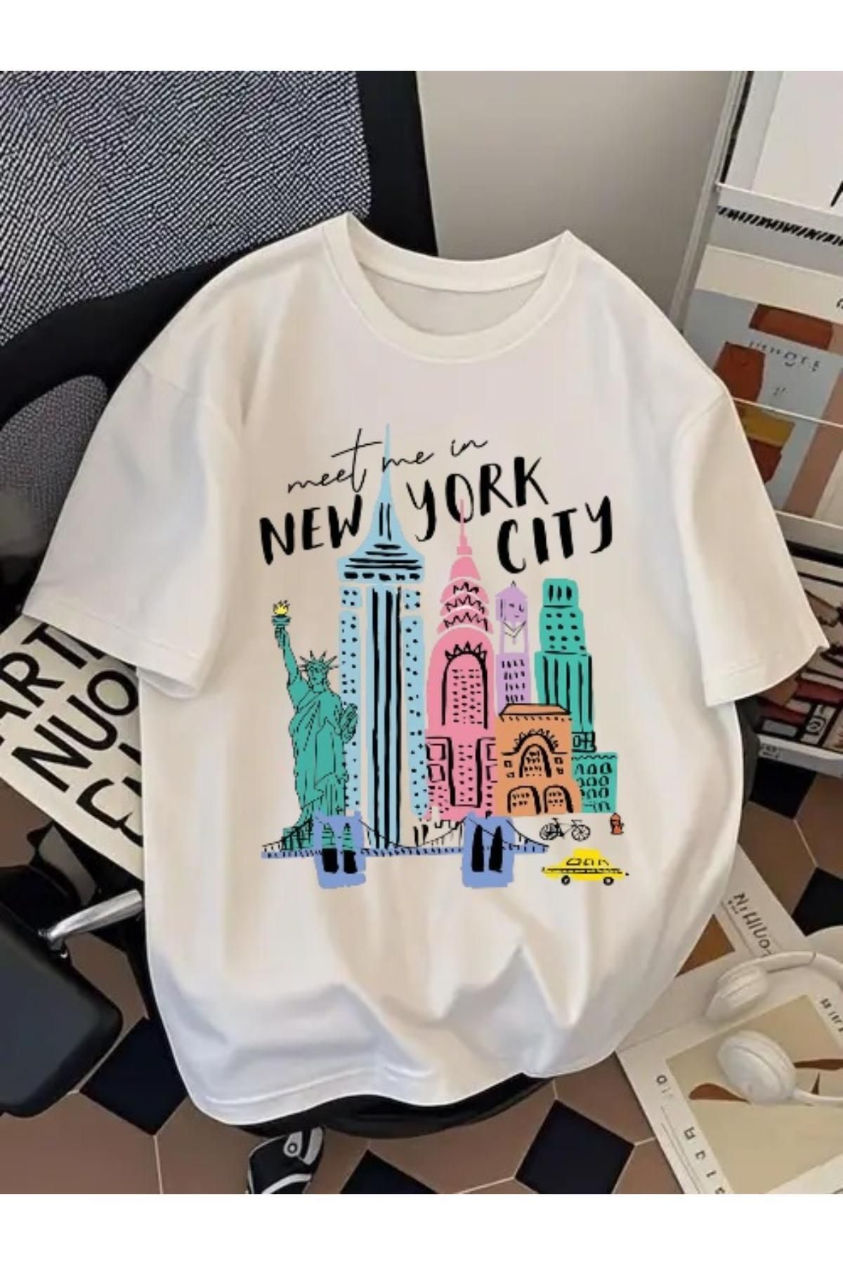EQİ New York City Baskılı Oversize T-Shirt