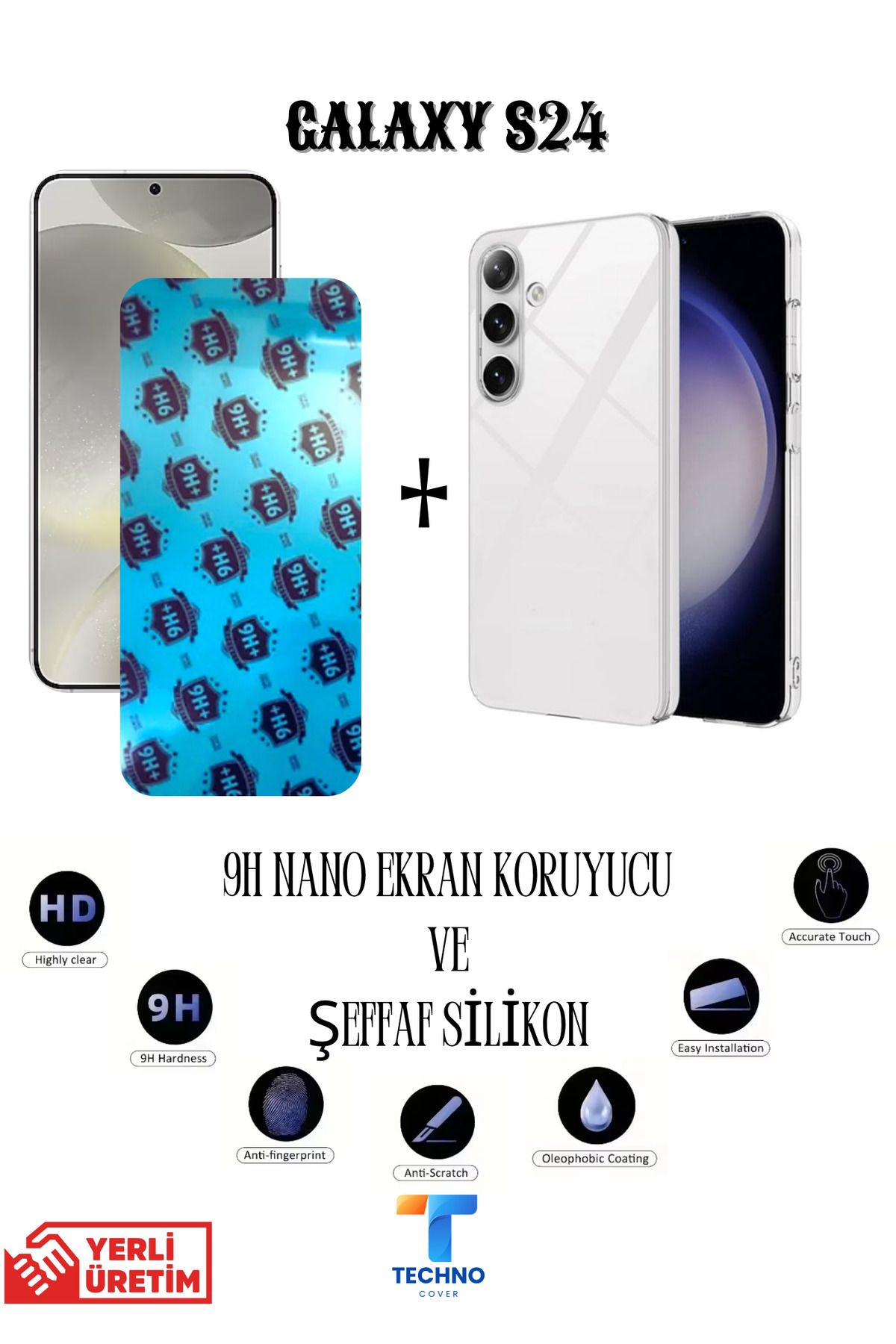 foxpower Samsung S24 Nano Ekran Koruyucu ve Şeffaf Kılıf 2li Avantajlı Paket