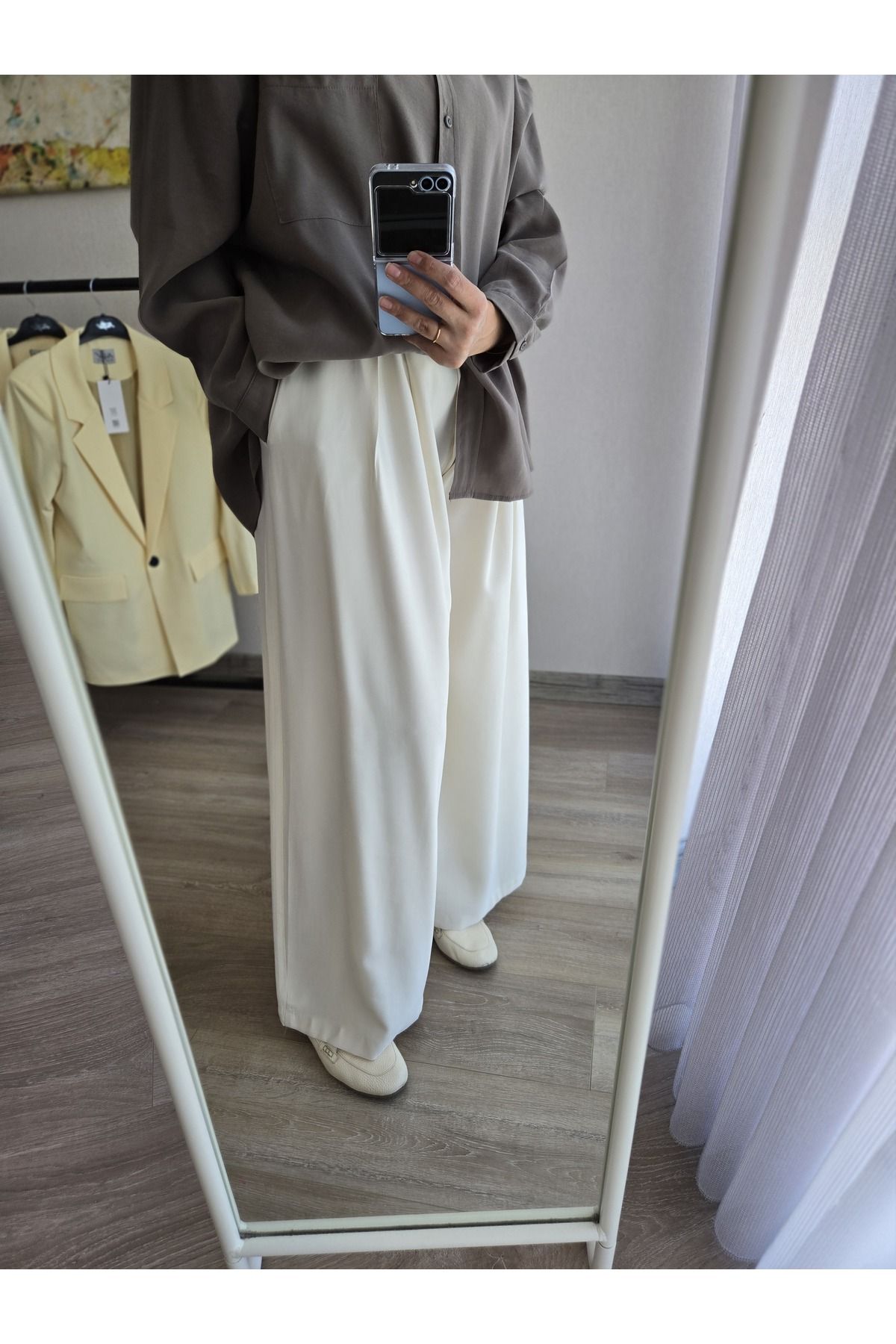 Butik Robin Krem Bol Paça Palazzo Pantolon