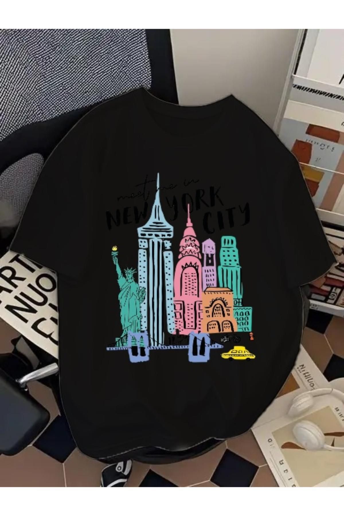 EQİ New York City Baskılı Oversize T-Shirt