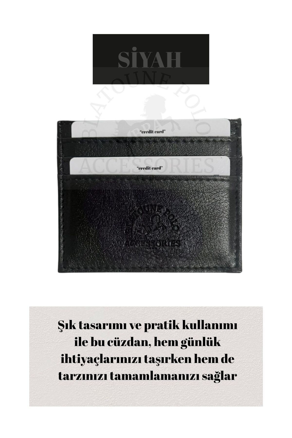Blatoune Polo Unisex Suni Deri İnce Model Kağıt Para Bölmeli Kredi Kartı Ve Kartvizitlik Kartlık