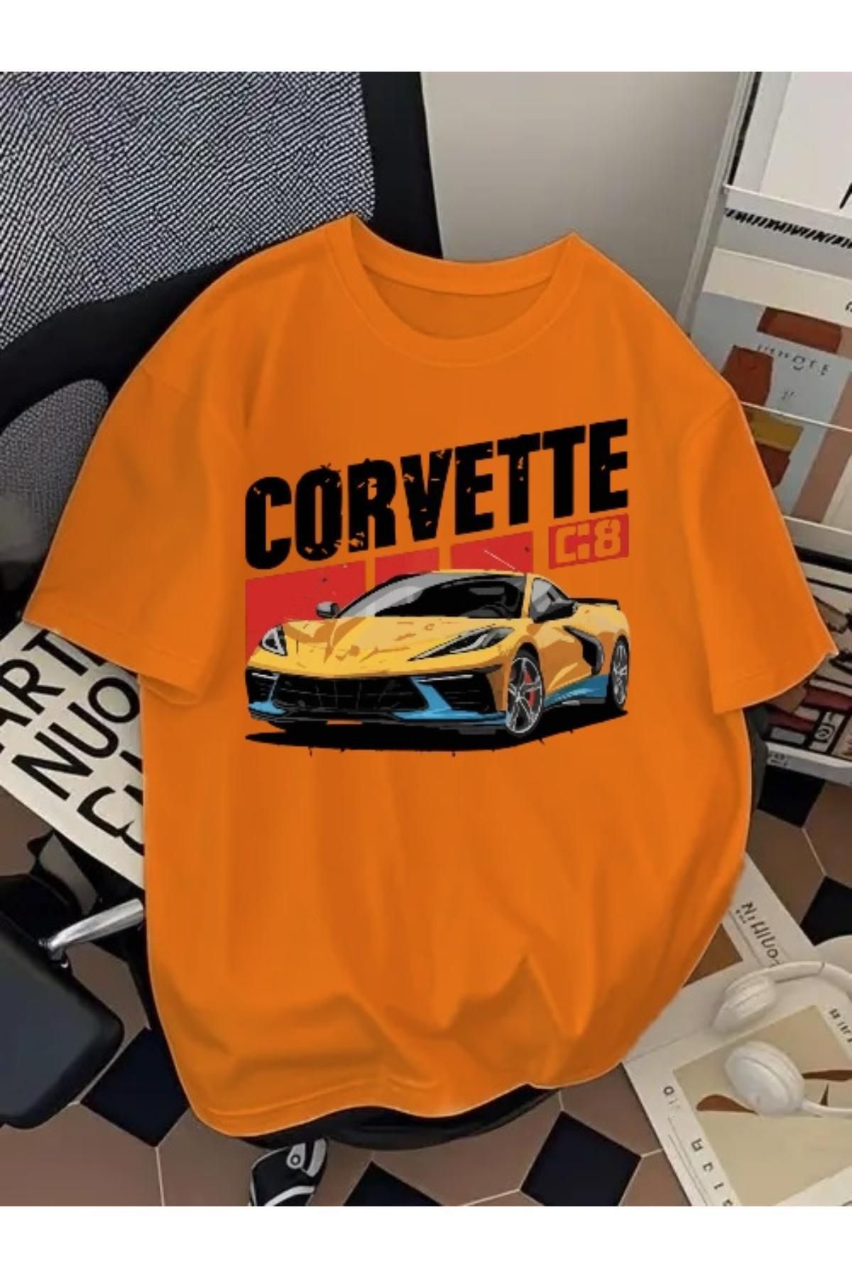 EQİ Corvette Araba Baskılı Oversize T-Shirt