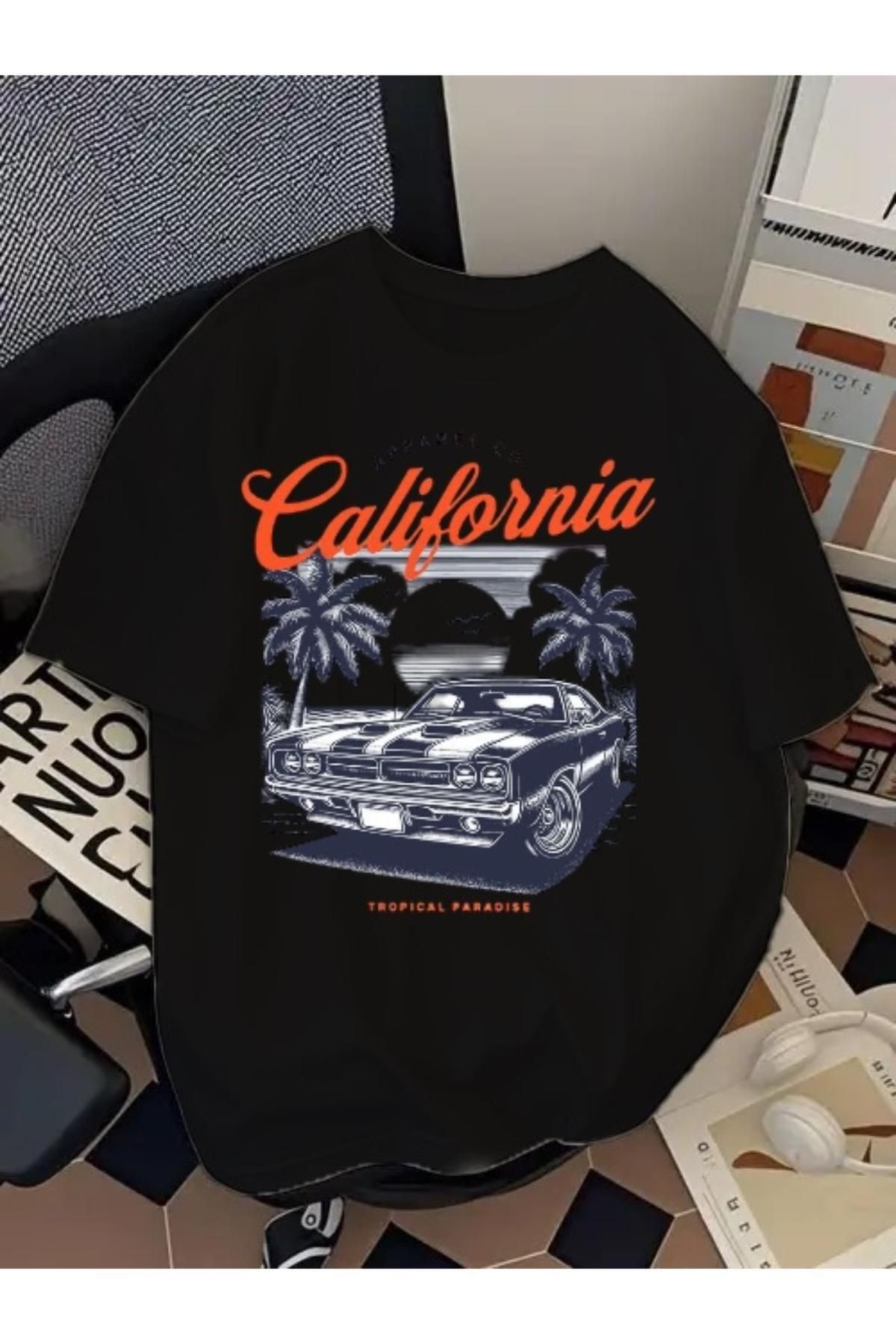 EQİ California Araba Baskılı Oversize T-Shirt