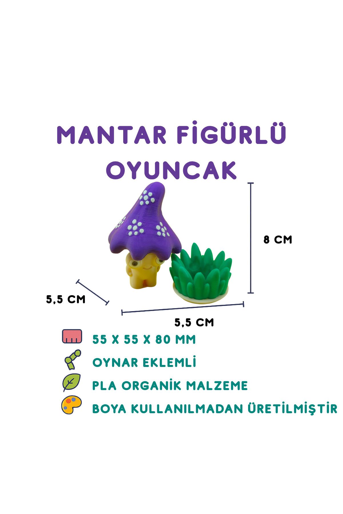 Totilina Mor Mantar - 3D Dekoratif Mini Figür