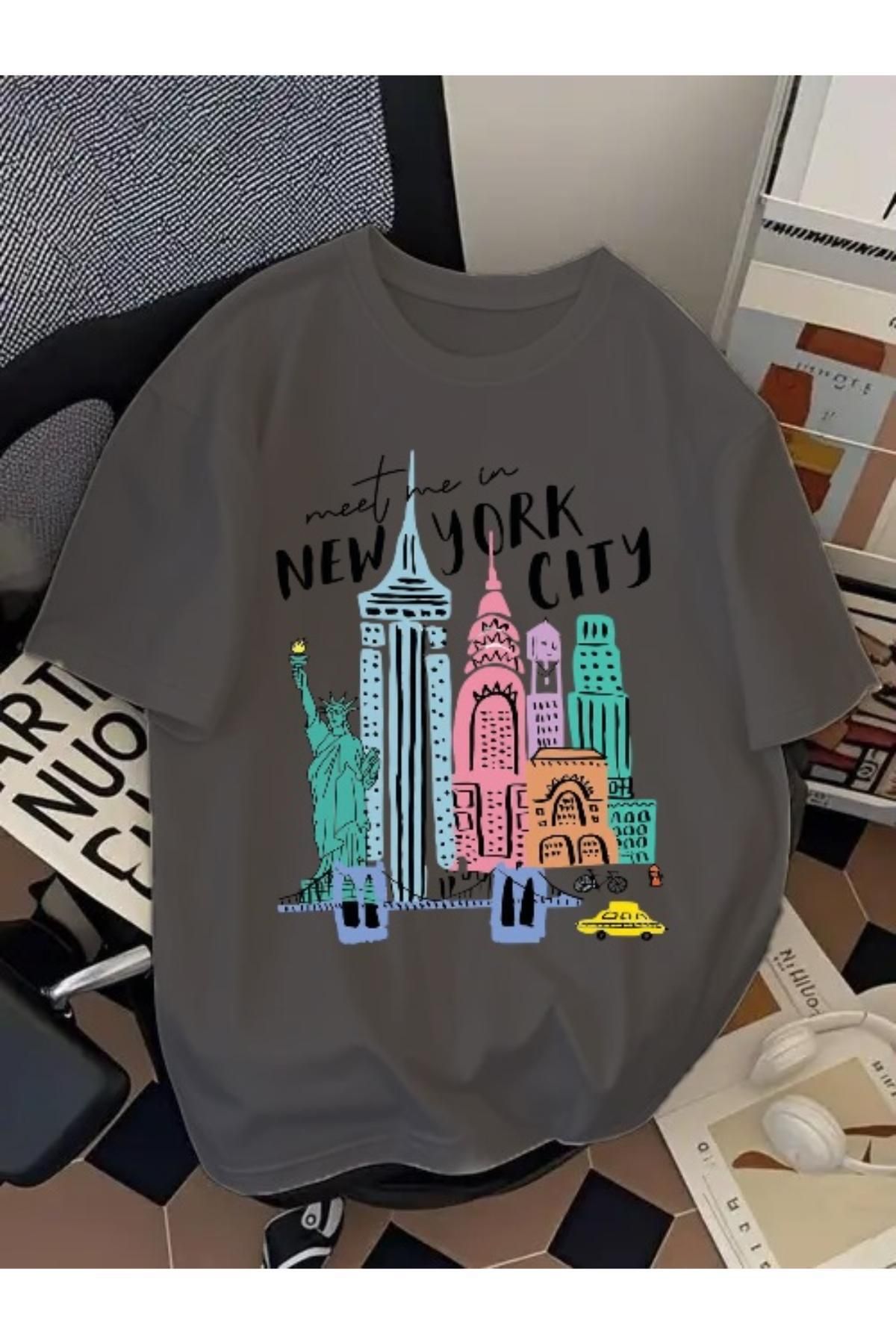 EQİ New York City Baskılı Oversize T-Shirt