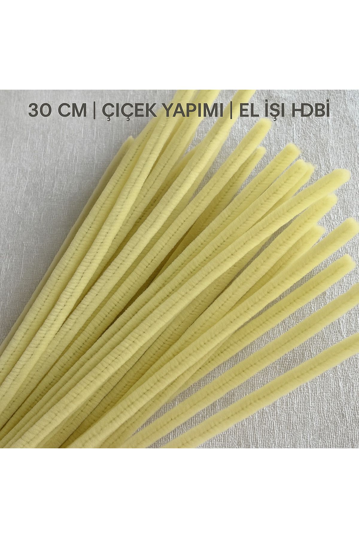 KARAASLAN 50'li Soft Krem Şönil Çubuk 30 CM | Çiçek Yapımı, Hobi, El İşi, Dekoratif Süsleme Malzemesi