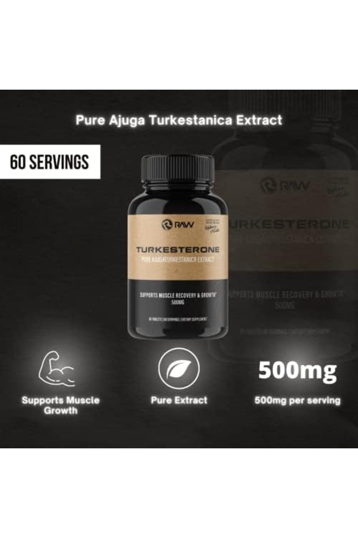 RAW-Turkesterone Supplement Ajuga Turkestanica Extract Standardized to 10% (Highest) | Booster for M 6