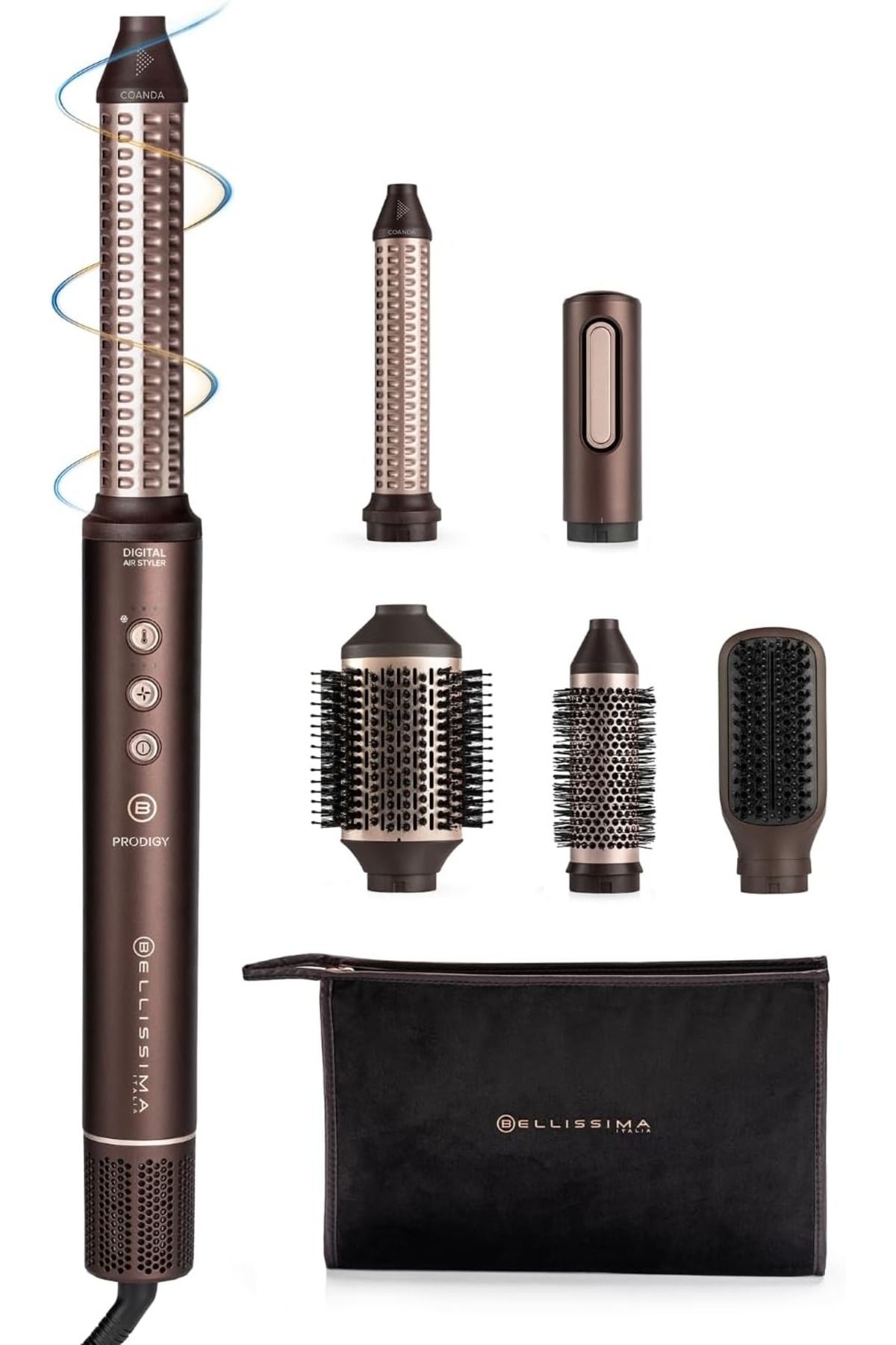 Bellissima Prodigy Dijital Air Styler, Çok Fonksiyonlu Hava Üflemeli Saç Şekillendirici Fırça