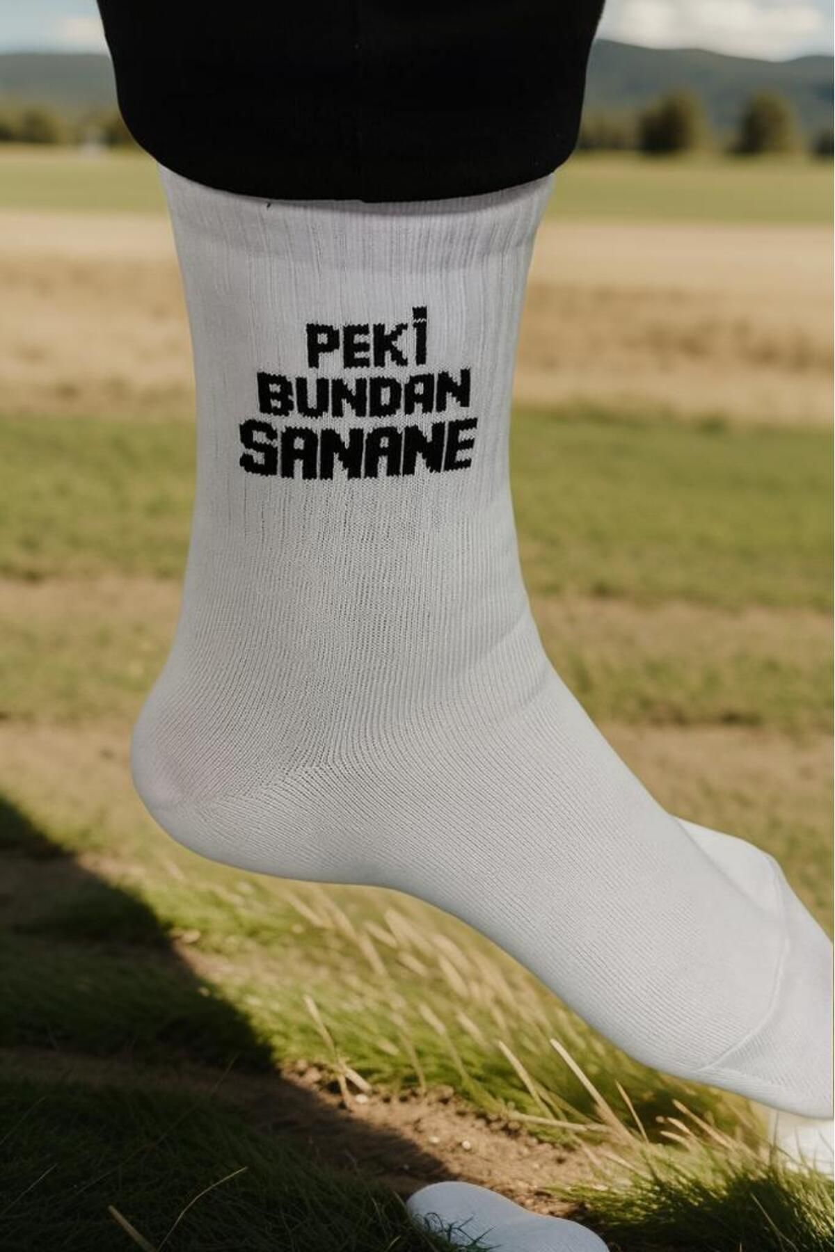 ÖZKAHRA TEKSTİL Peki Bundan Sana Ne? Yazılı Çorap - espri tasarım - unisex - eğlenceli hediye