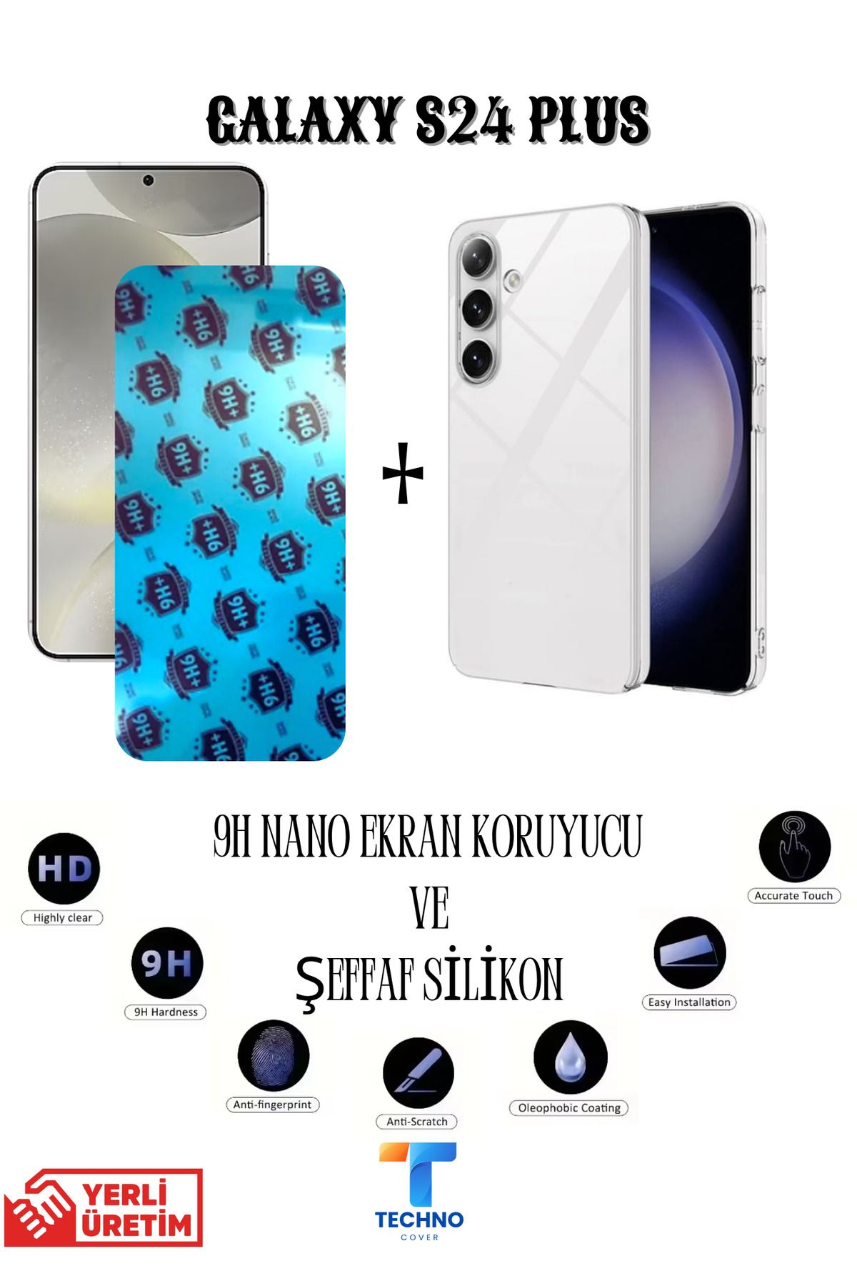 foxpower Samsung S24 Plus Nano Ekran Koruyucu ve Şeffaf Kılıf 2li Avantajlı Paket