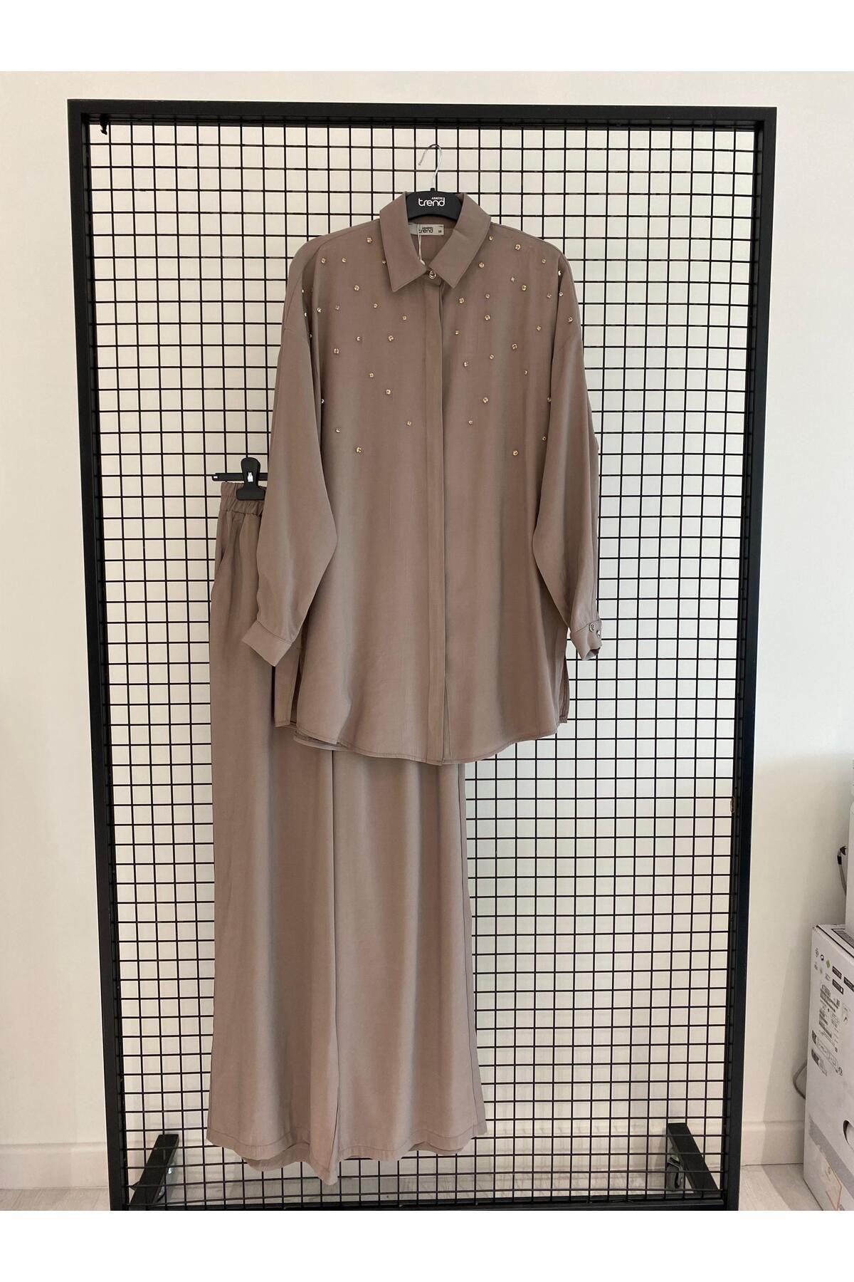 Armine TREND Gömleği Taşlı Alt Üst Takım-25YT6139