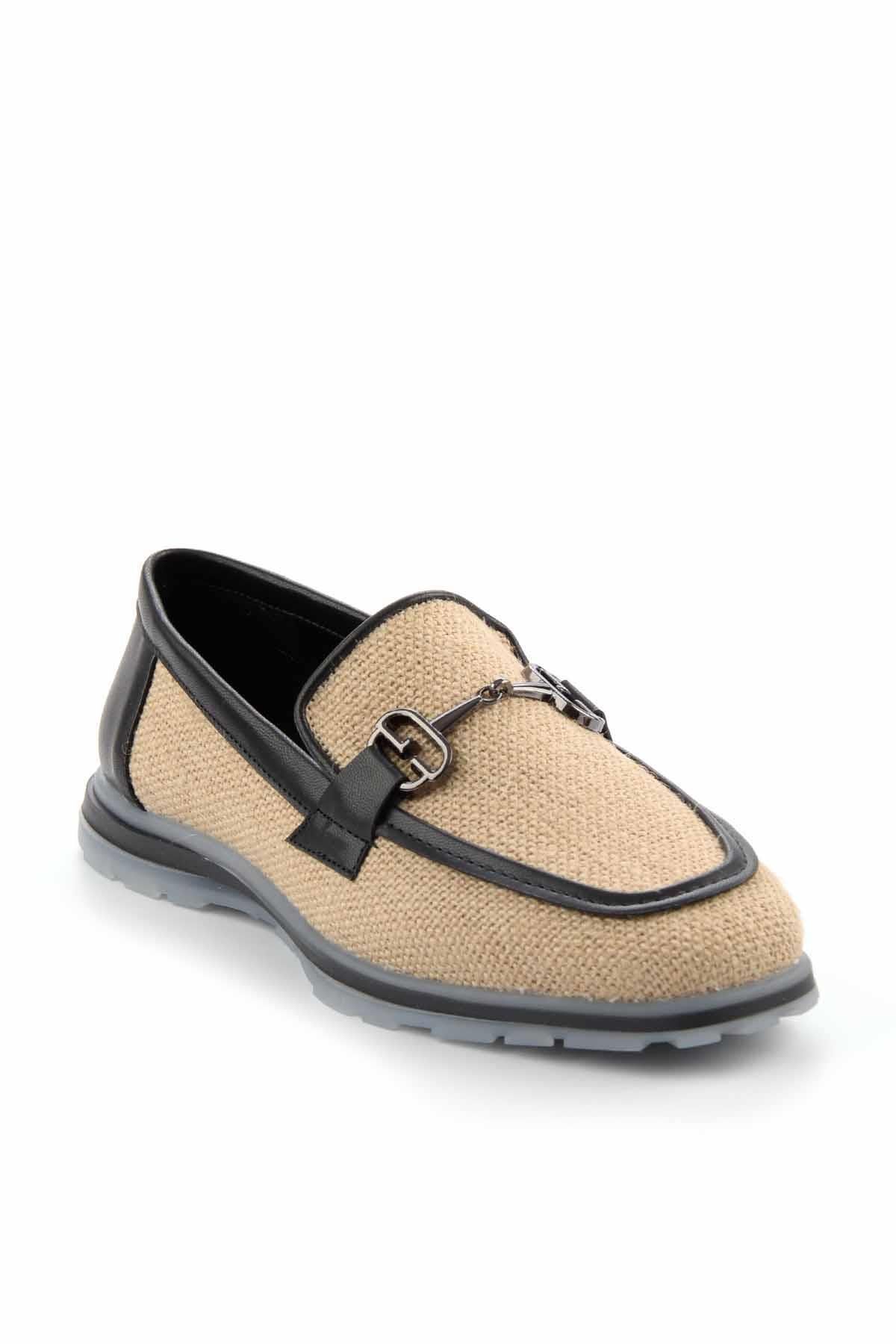 Bambi-Beige Black Straw Women's Loafer Shoes K01225092628 3