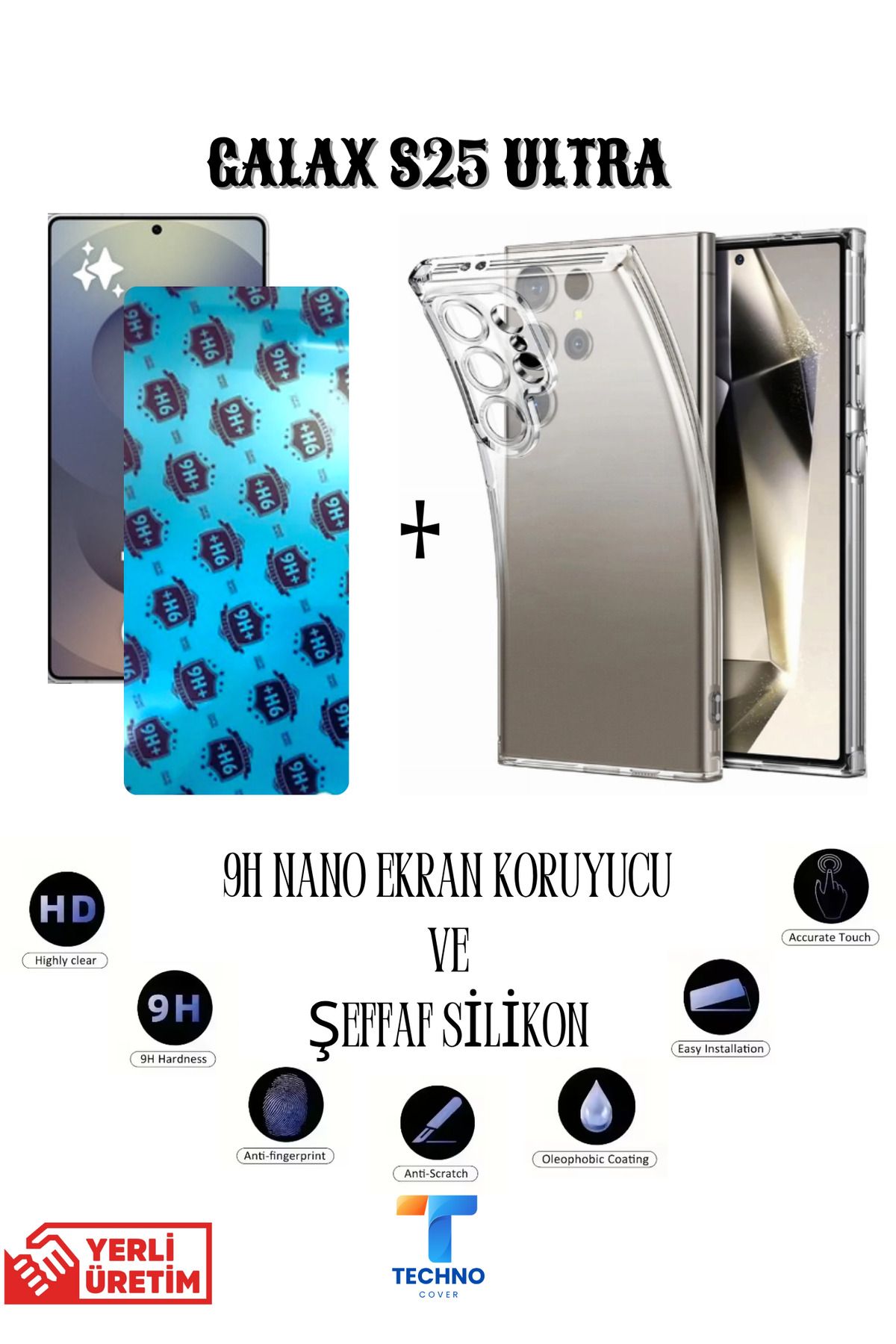 foxpower Samsung S25 Ultra Nano Ekran Koruyucu ve Şeffaf Kılıf 2li Avantajlı Paket