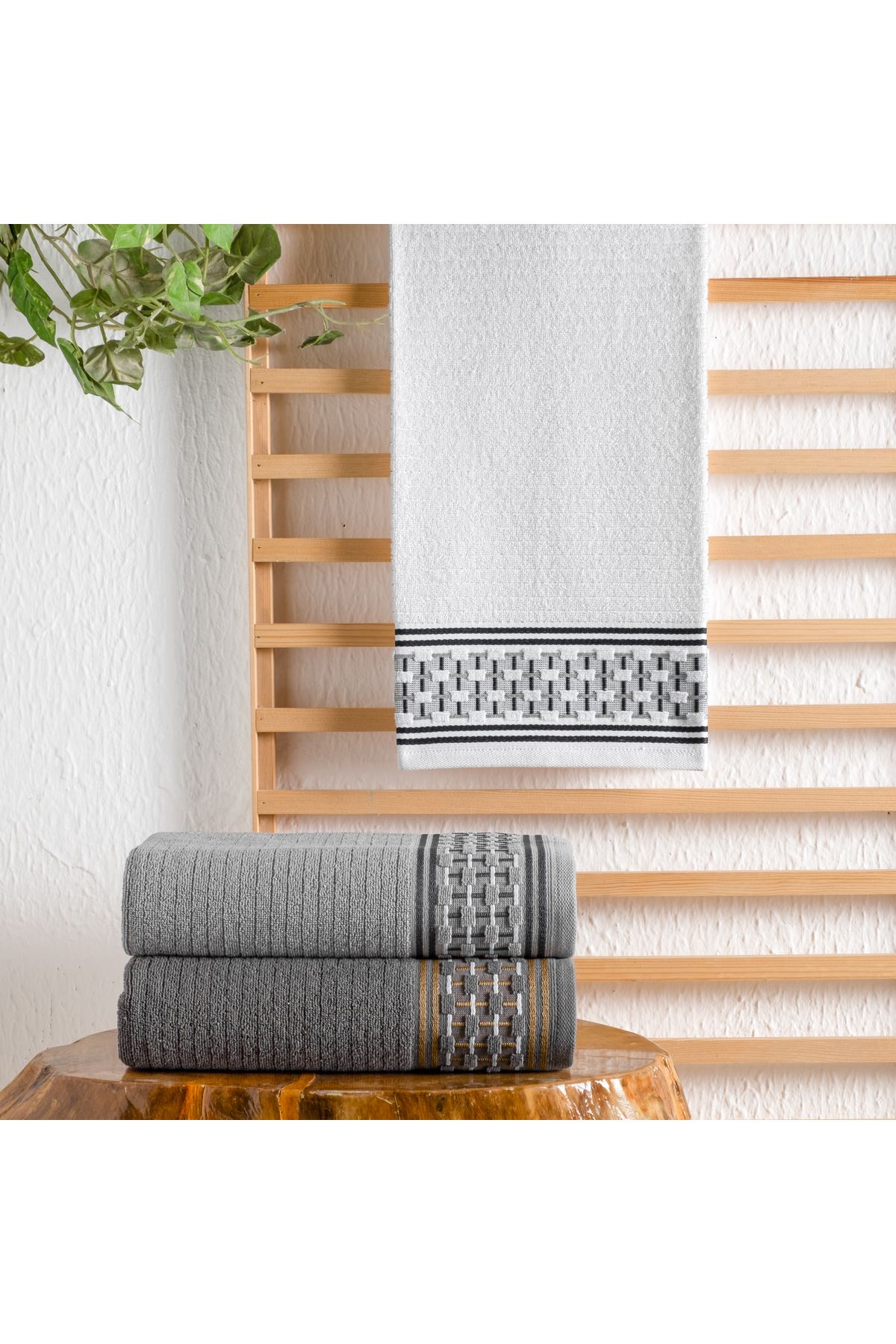 Schafer Home Plain Jakarlı Havlu 70x140-Beyaz