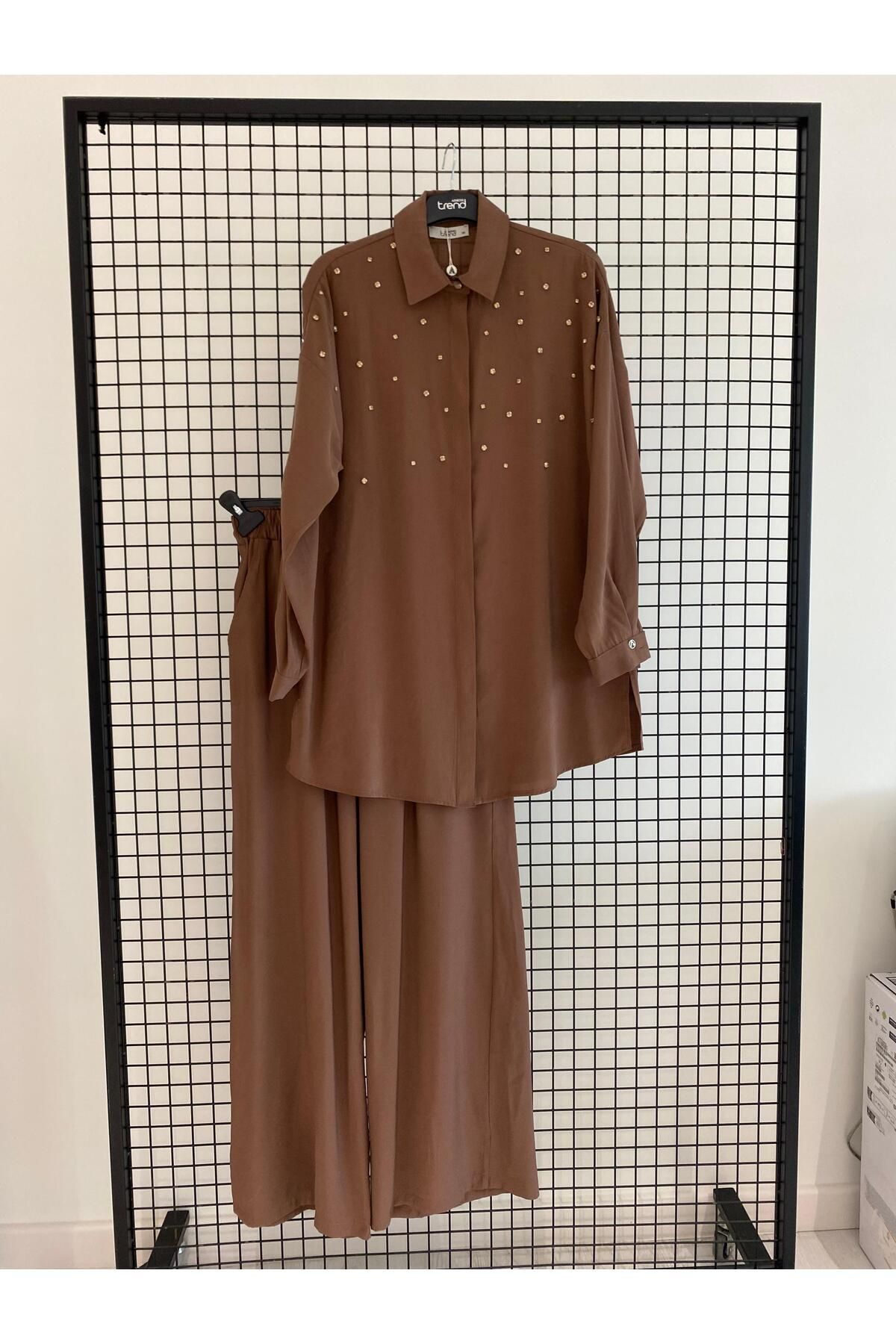 Armine TREND Gömleği Taşlı Alt Üst Takım-25YT6139