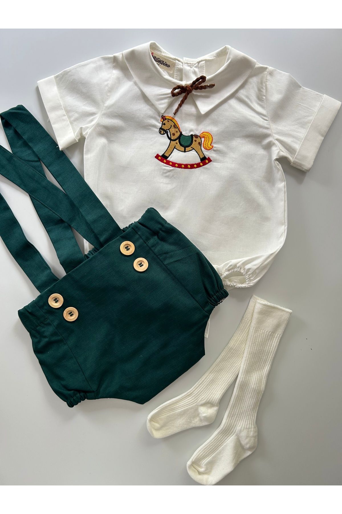 il mio bambino Rocking horse romper takım