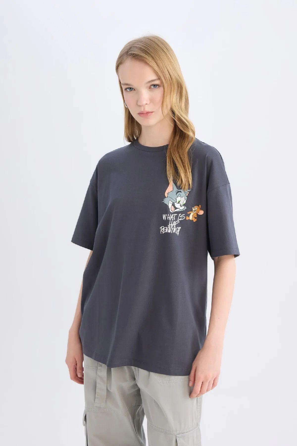 Koklonmoda Unisex Tom&Jerry Baskılı Oversize T-Shirt