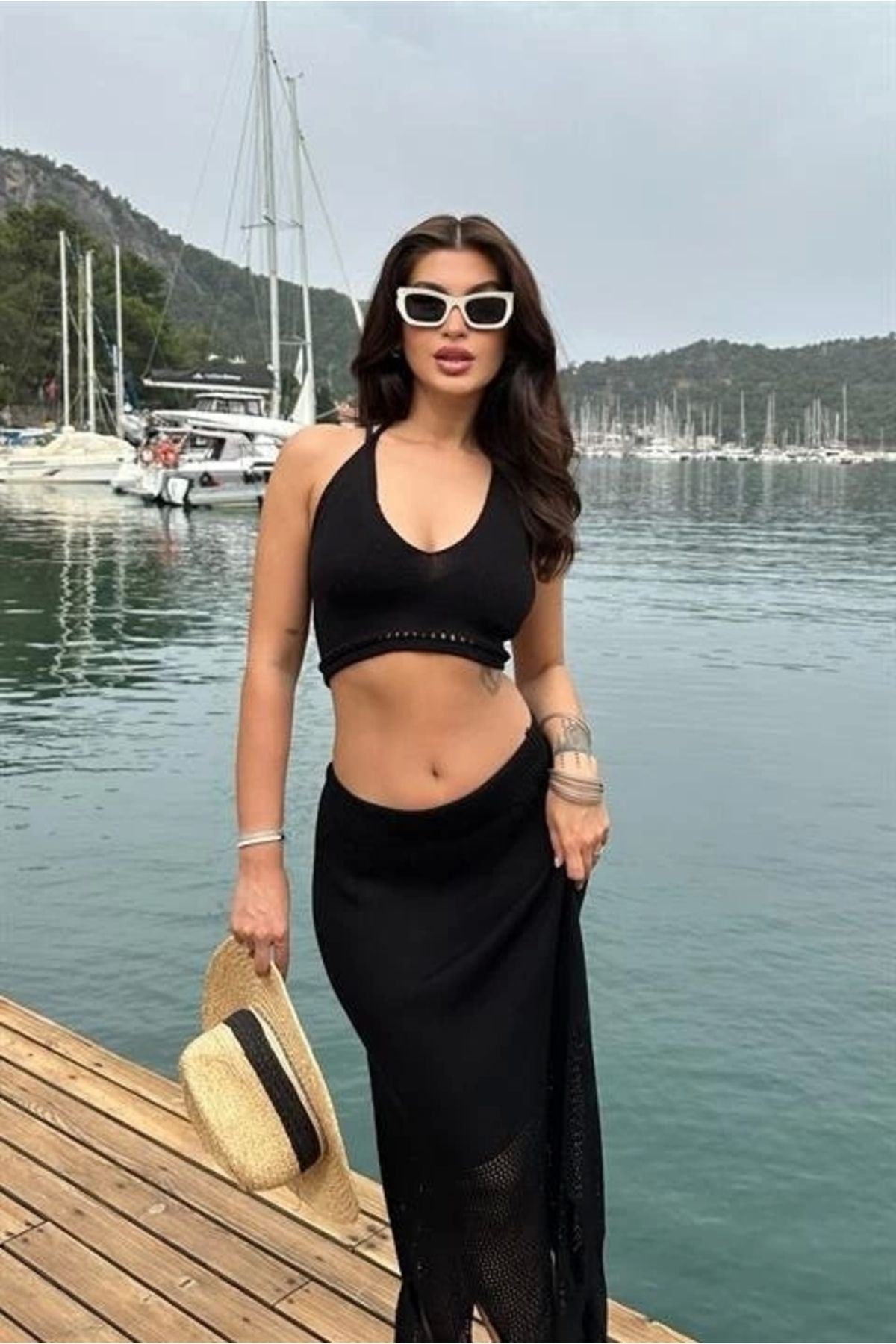 Silerra Luna Boyundan Bağlamalı Crop Takım 9868