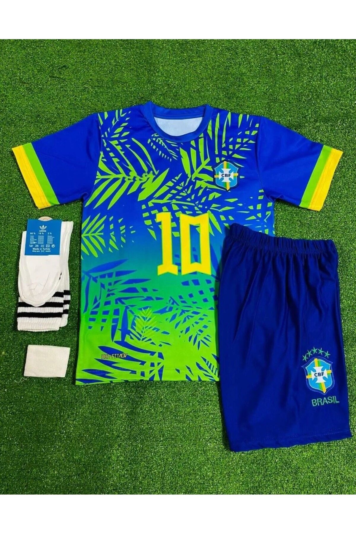 BARBITOS Brezilya 2023/24 Yeni Sezon Neymar Jr Çocuk Forması Şort Çorap 4'lü Set-ZP05