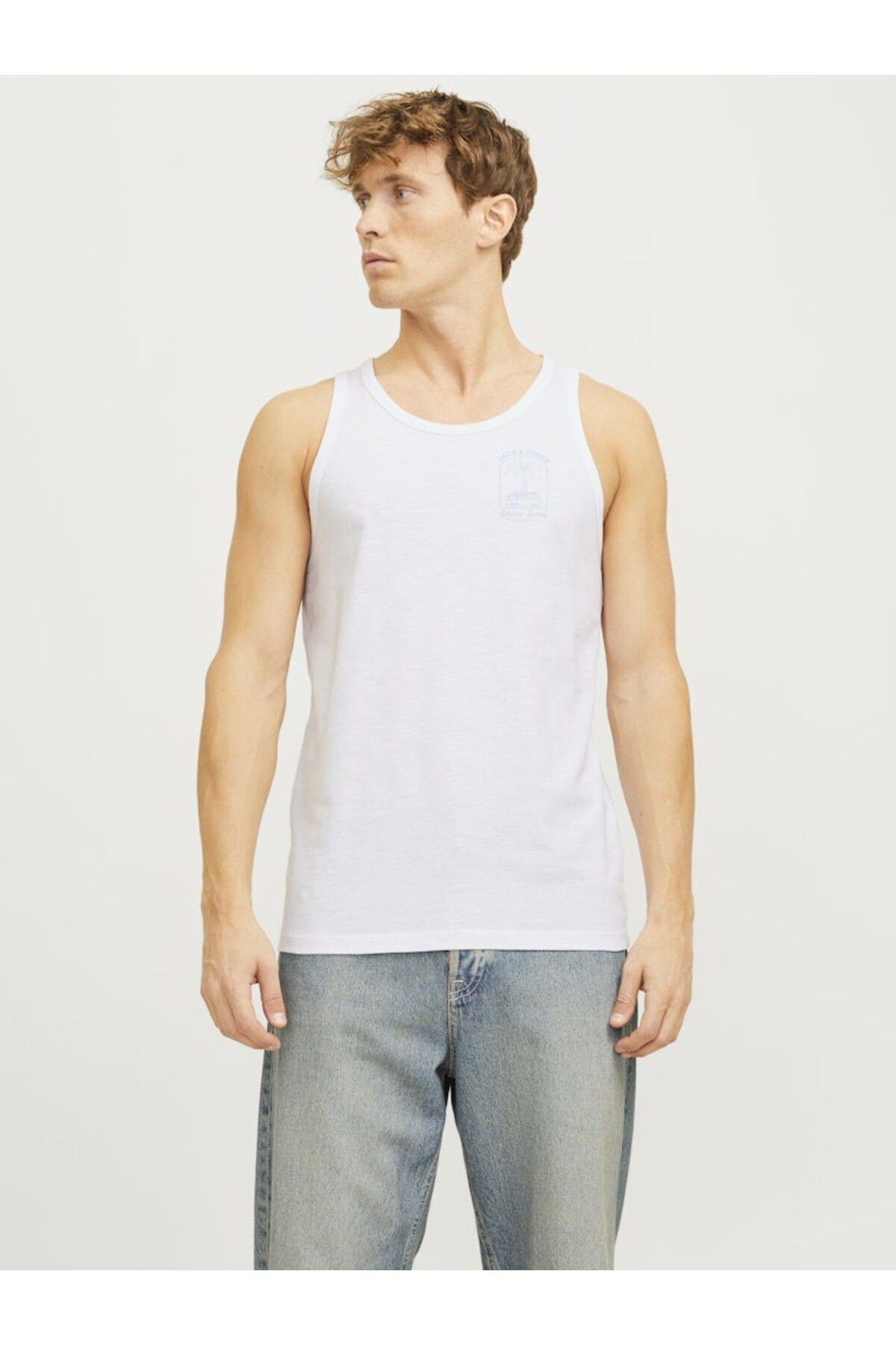 Jack & Jones Erkek Beyaz Jjone Color Summer Tanktop Sl Atlet 12269423-White