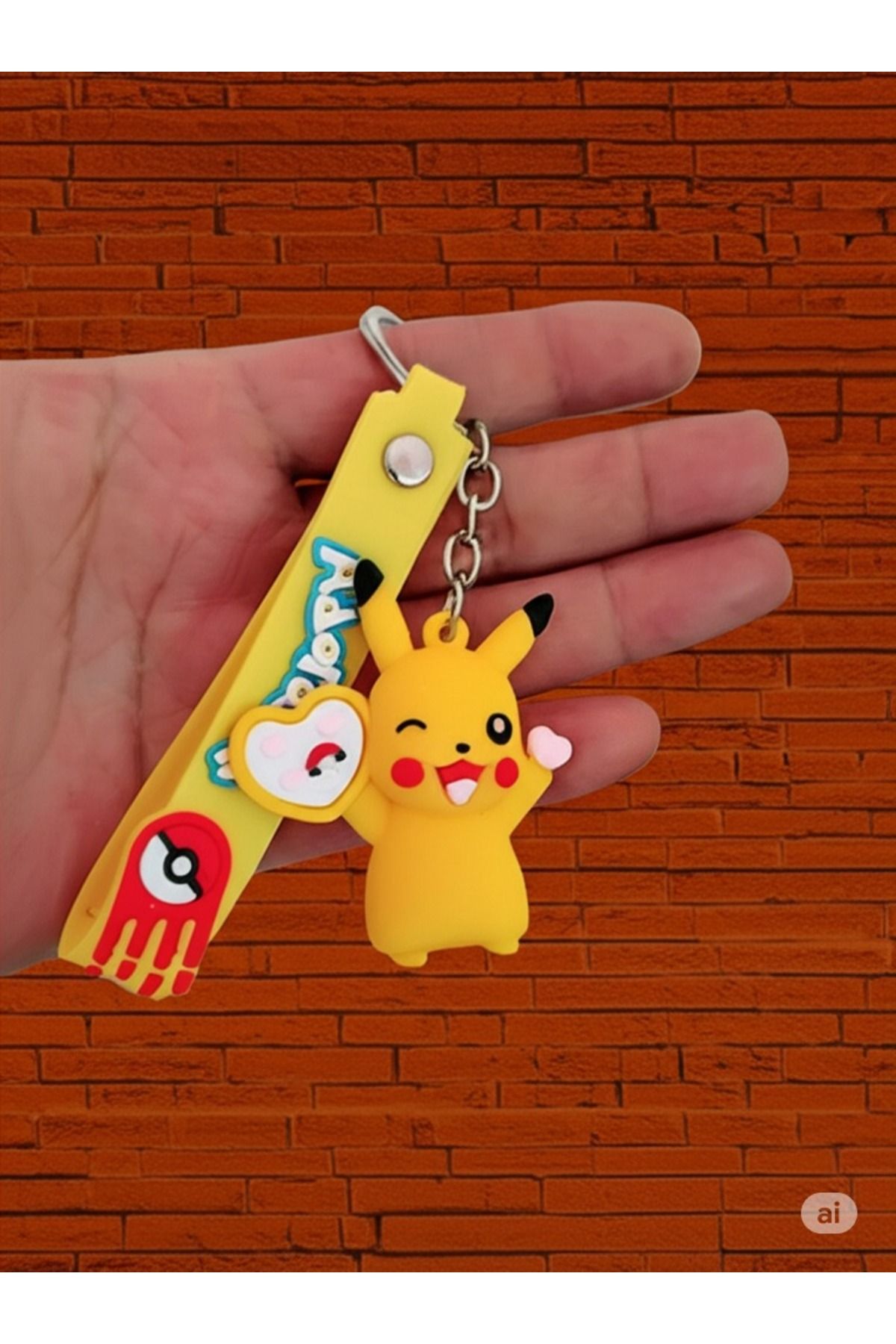 Mimi Aksesuar 3D Lüks Pokemon Karekteri (PİKACHU) Silikon Anahtarlık Ve Çanta Aksesuar