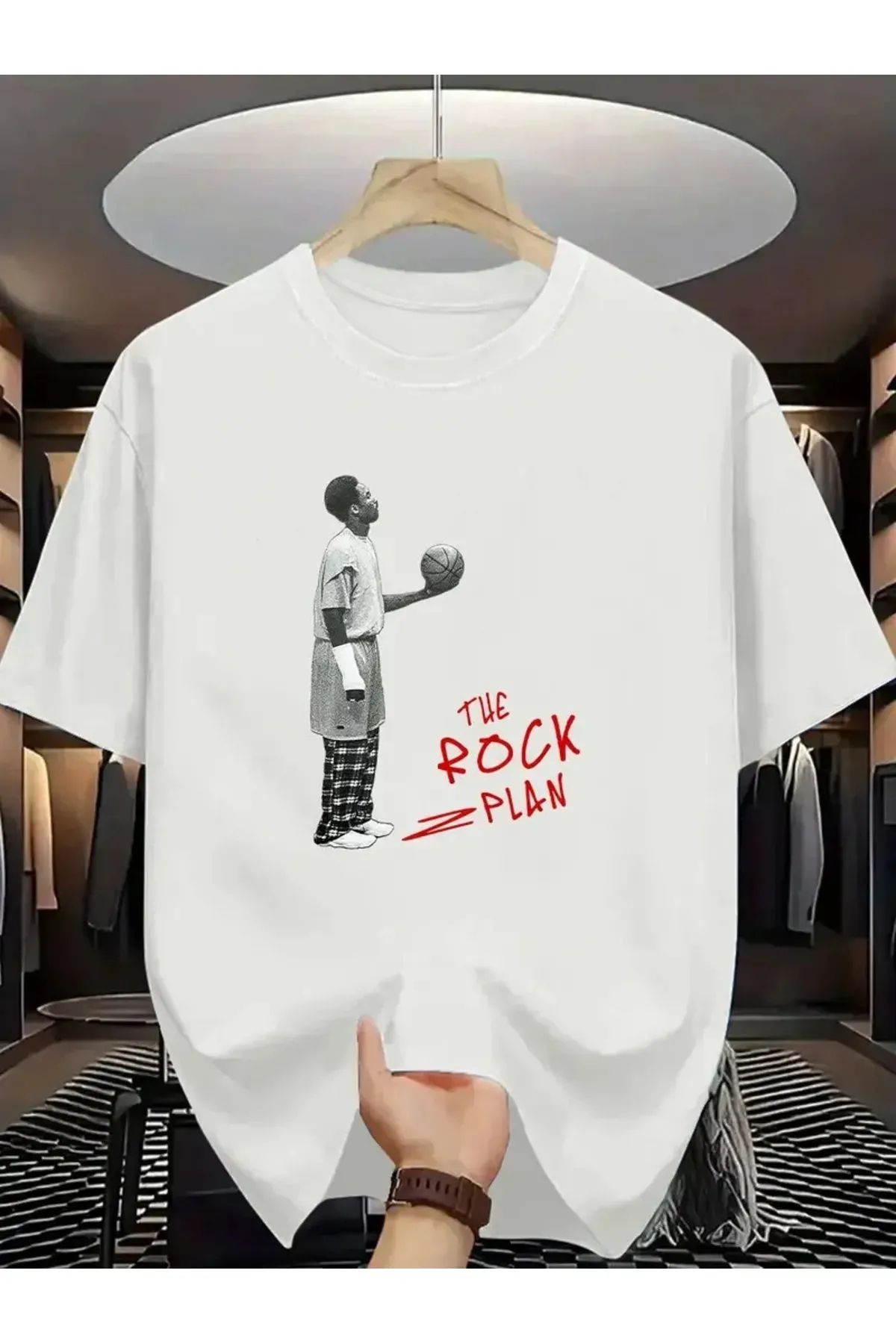 Koklonmoda Büyük Beden Unisex The Rock Plan Baskılı Oversize T-Shirt