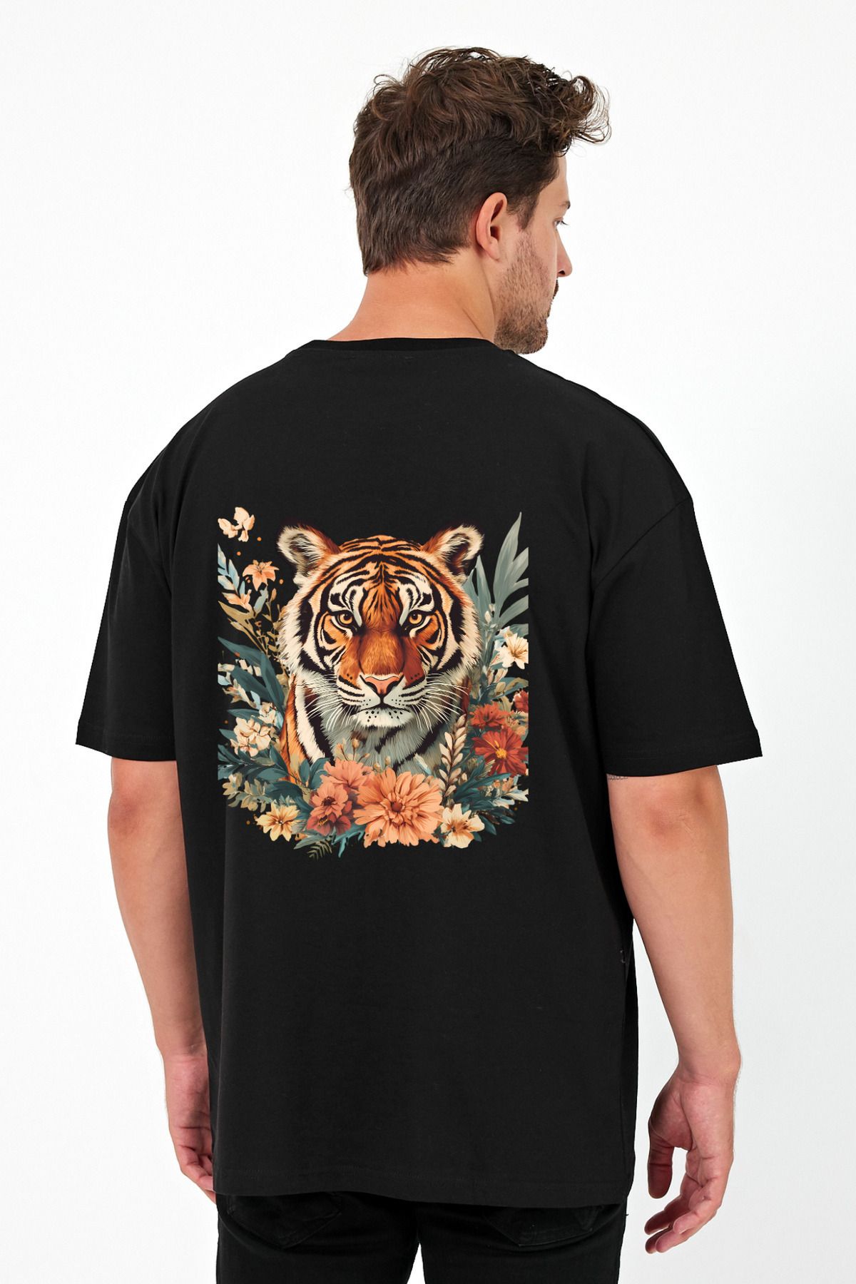 Windy Island Erkek Aslan Sırt Baskılı Oversize T-shirt