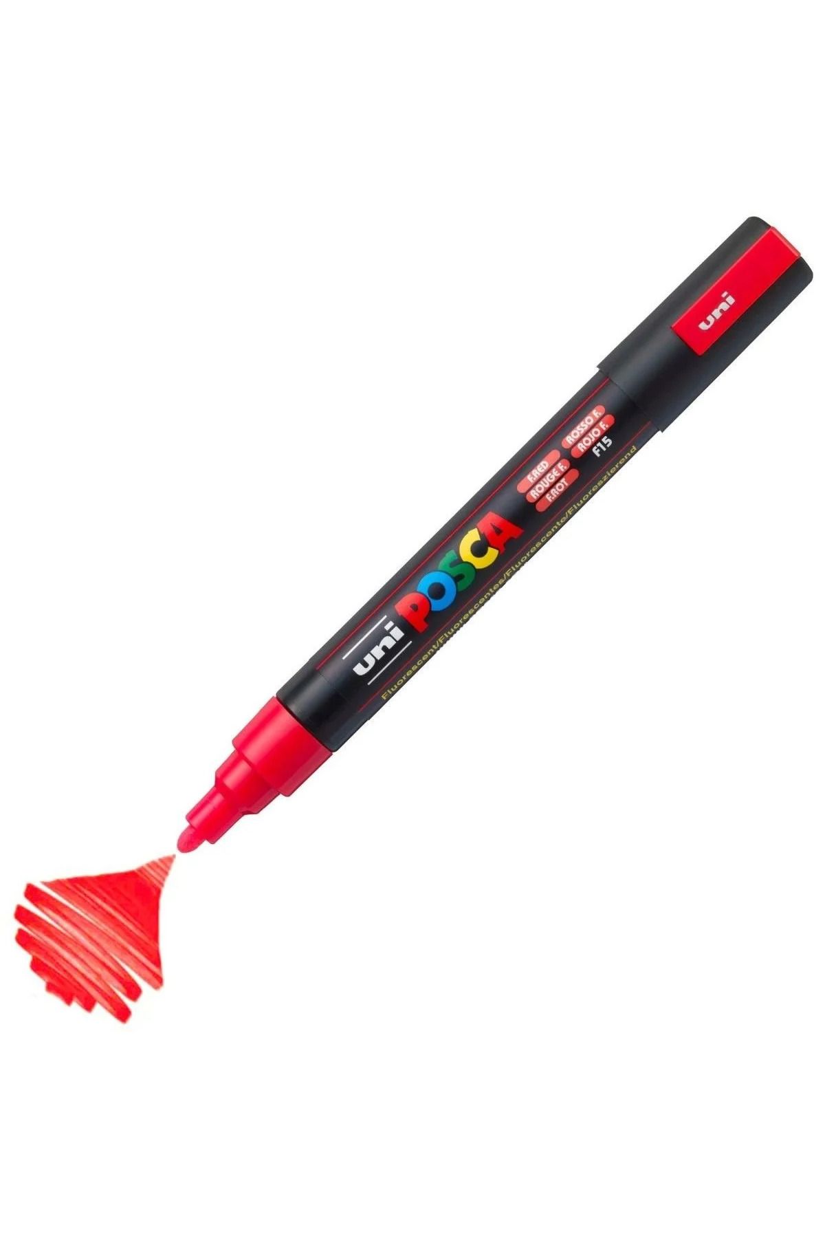Uni Posca Marker Akrilik Boyama Kalemi PC-5M Medium 1.8-2.5mm Floresan Kırmızı