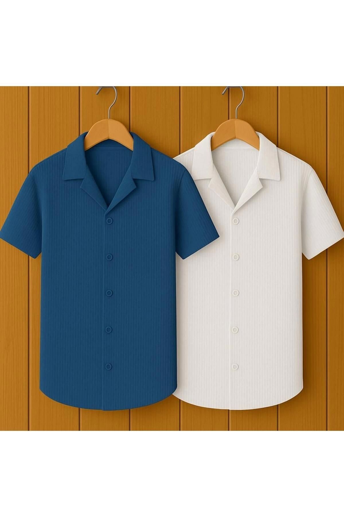 LC Waikiki 4'lü Slim Fit Kısa Kollu Düğmeli Ütü İstemeyen Şık Premium Erkek Spor Gömlek