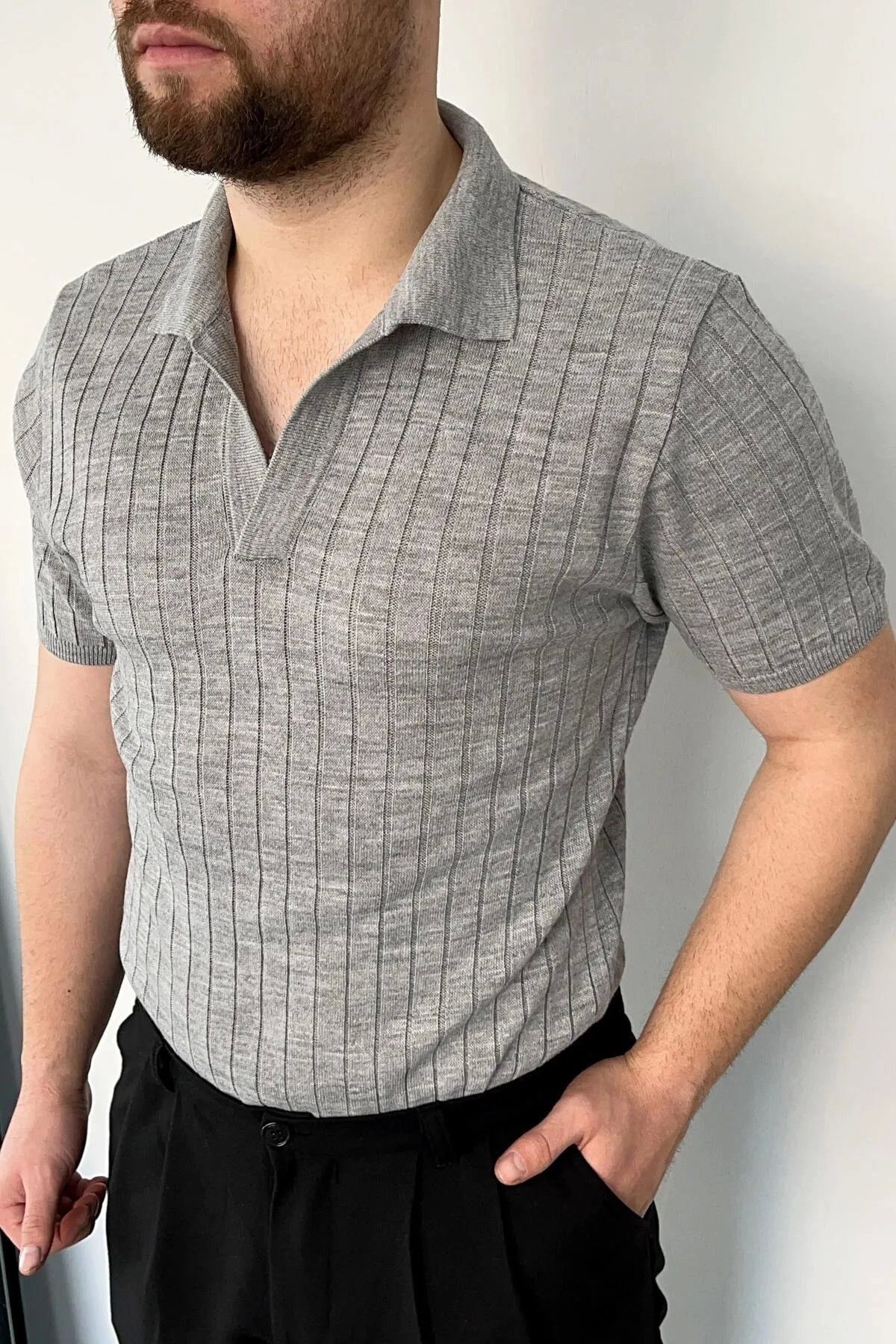 LC Waikiki Polo Yaka Kısa Kollu Çizgili Erkek Yazlık Triko T-şört