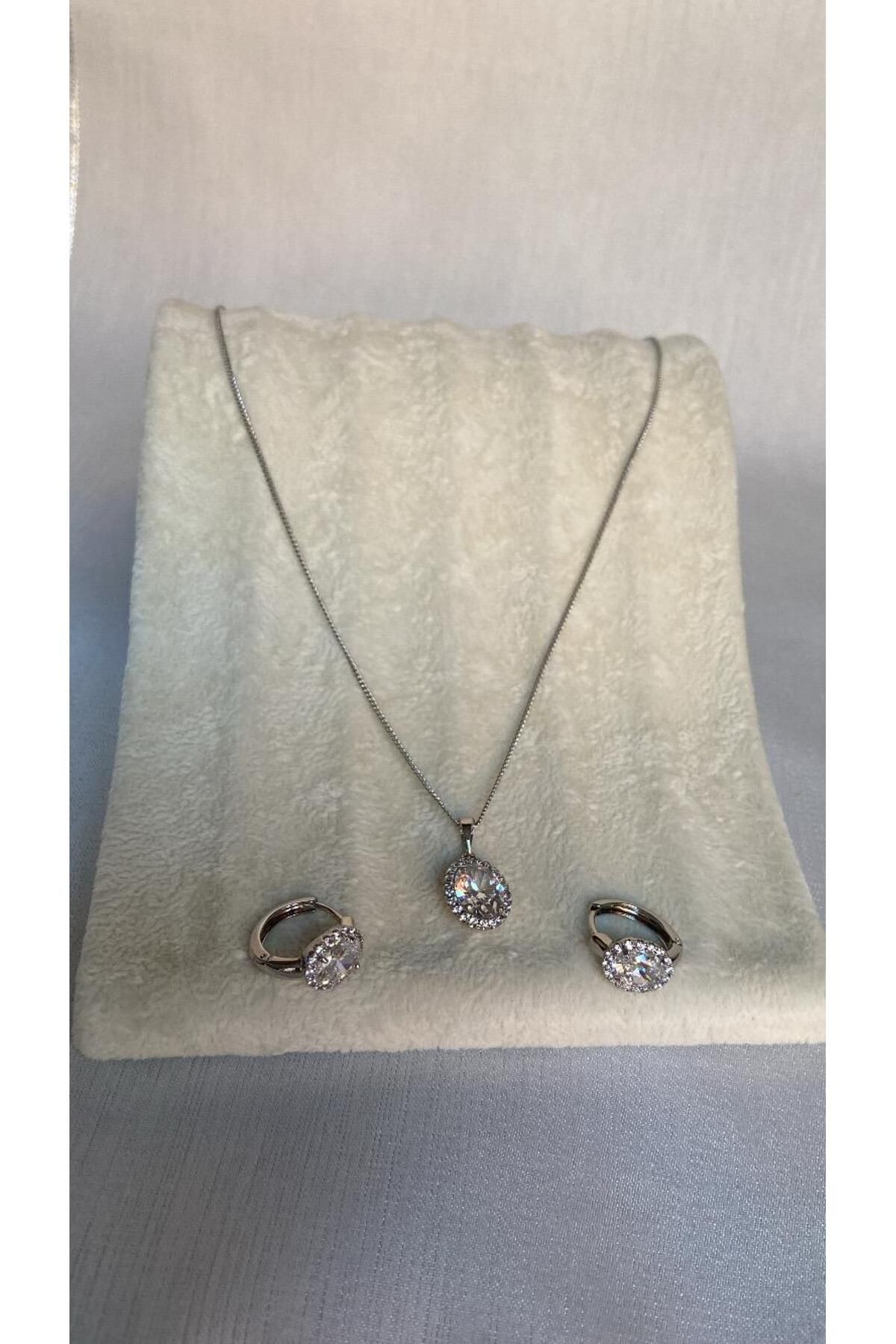 ZRN AKSESUAR KOLYE VE KÜPE SETİ DÜĞÜN VE GÜNLÜK KULLANIM İÇİN ŞIK TAKIM SILVER RENK XUPING KALİTE
