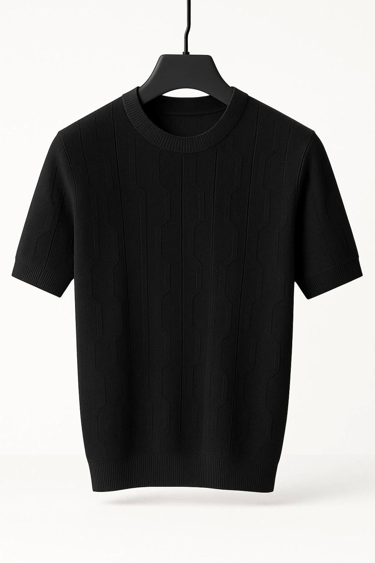 LC Waikiki Çizgili Desenli Lüks Tasarım Yazlık Kısa Kollu Erkek Triko Tişört - T-shirt