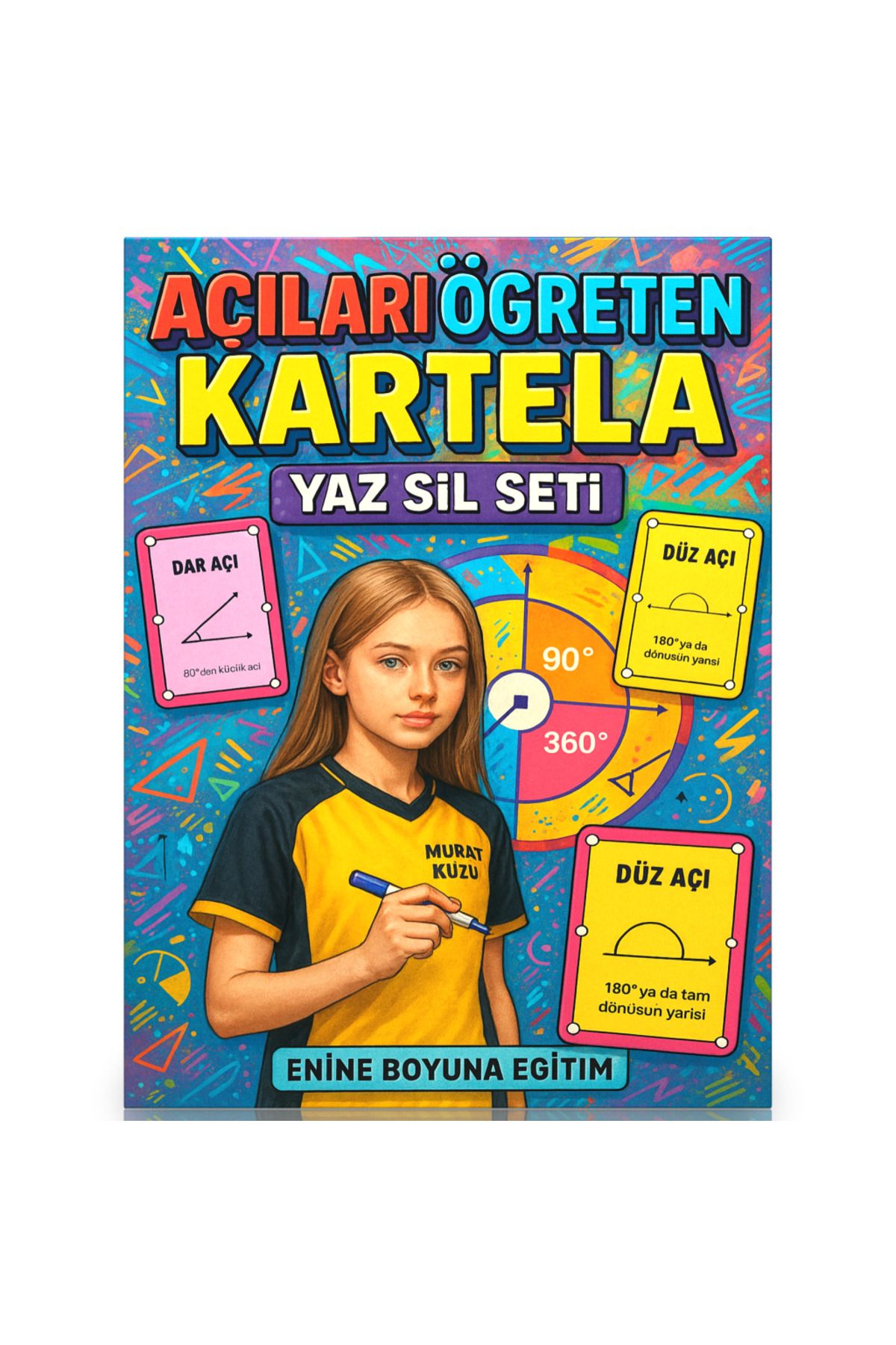 Enine Boyuna Eğitim Açıları Öğreten Kartela YAZ-SİL Seti (Zincirli Kartelalar ve Yaz-SİL Kartelası)