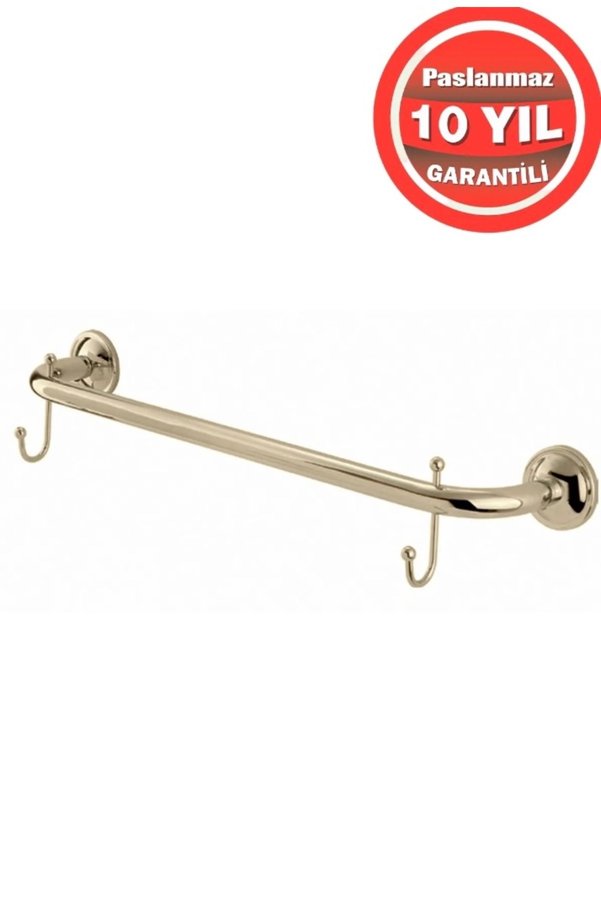 ÇELİK BANYO Paslanmaz Pirinç Bella Kancalı 60 cm Uzun Havluluk Altın Gold