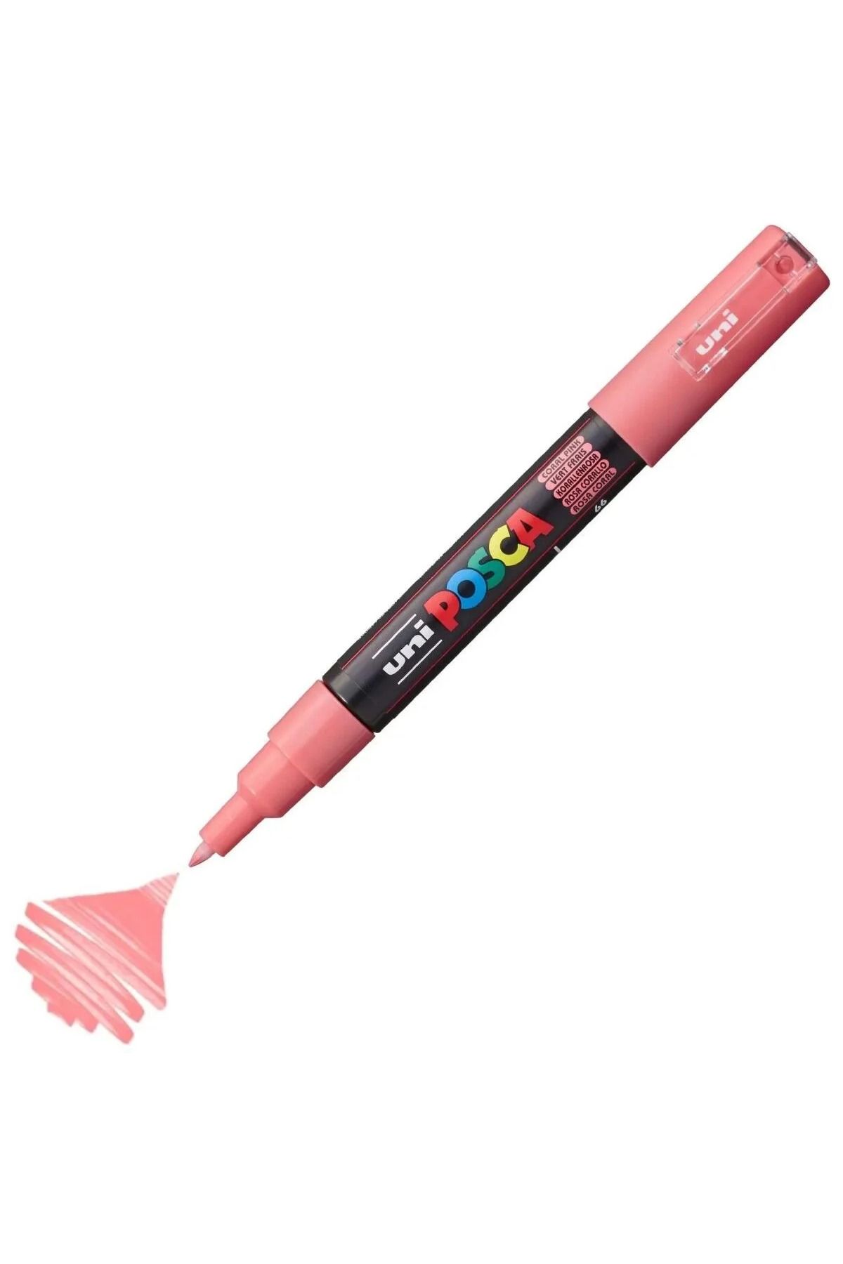 Uni Posca Marker Akrilik Boyama Kalemi PC-1M Extra Fine 0.7mm Mercan Pembesi