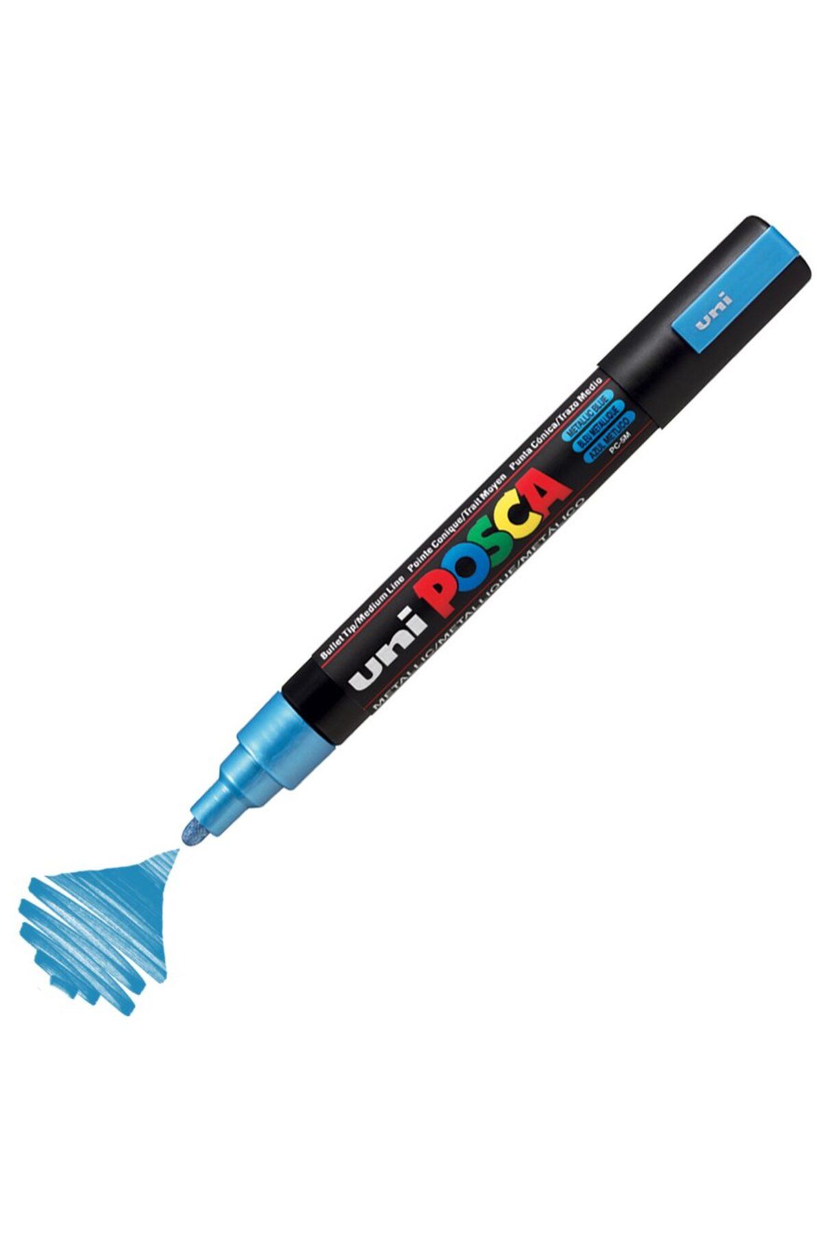 Uni Posca Marker Akrilik Boyama Kalemi PC-5M Medium 1.8-2.5mm Metalik Mavi