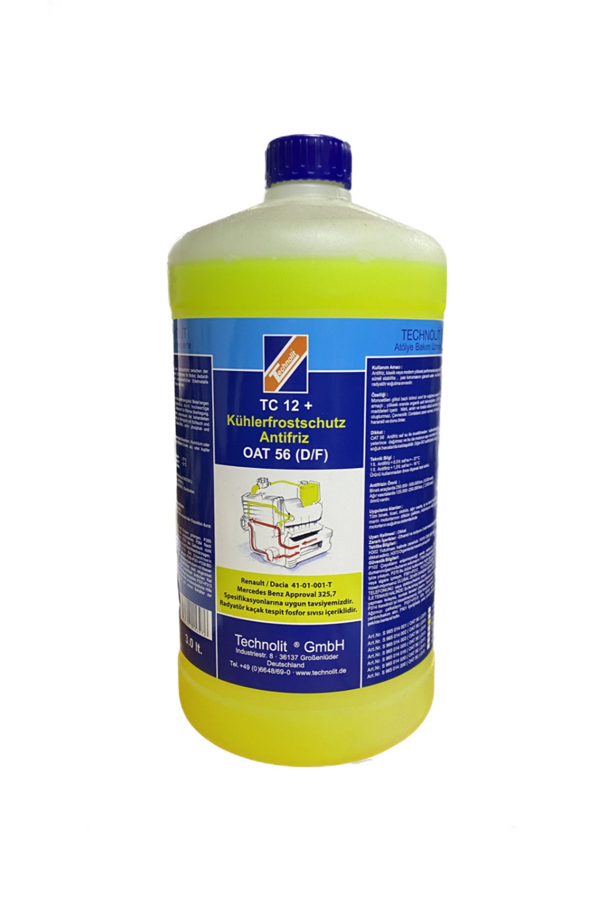 Technolit SARI FOSFORLU ANTİFİRİZ 3 LİTRE