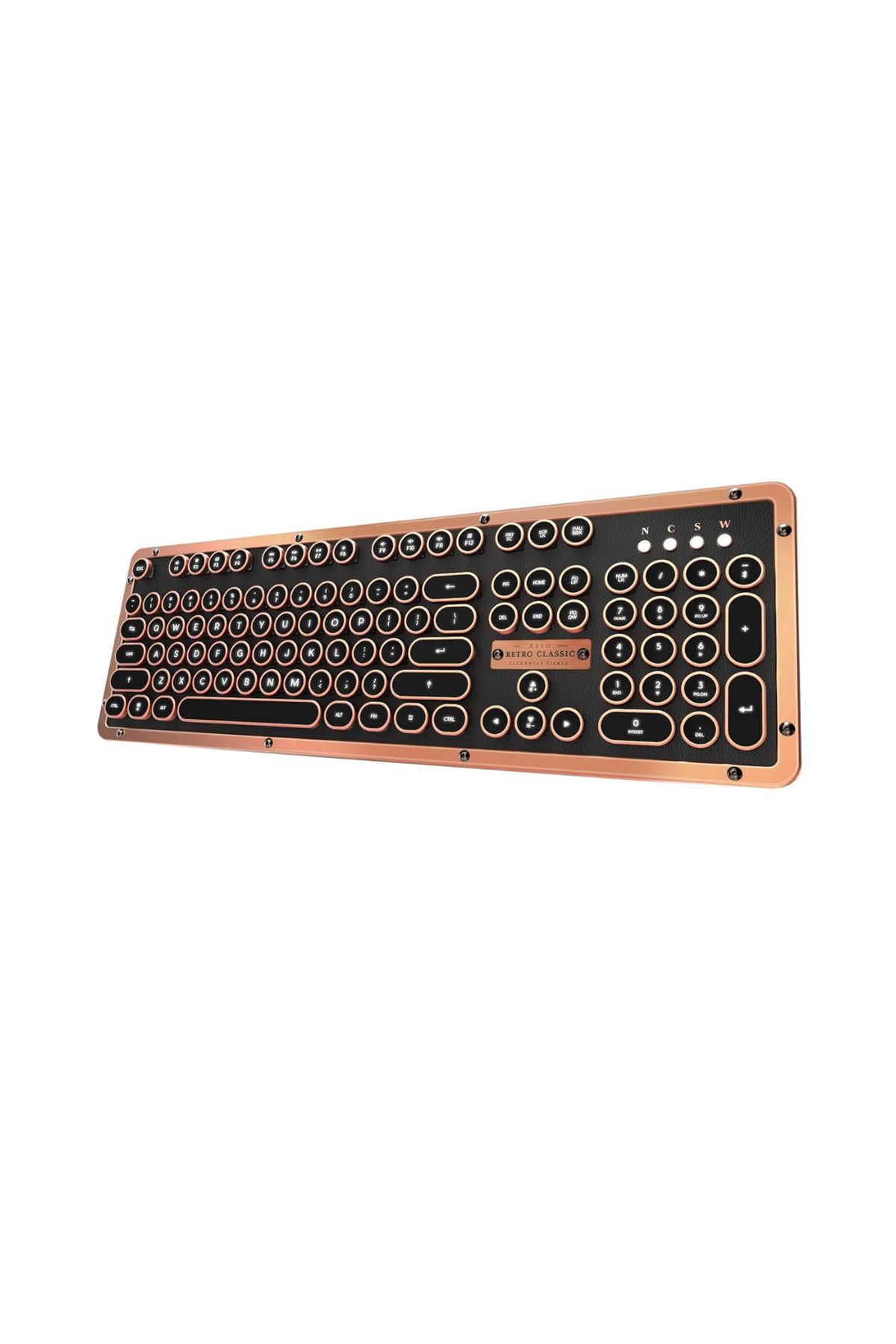 Ucuz Depo Azio Retro Klasik Bluetooth 5.0 - PC/Mac için Kablosuz Deri Mekanik Classic Klavye