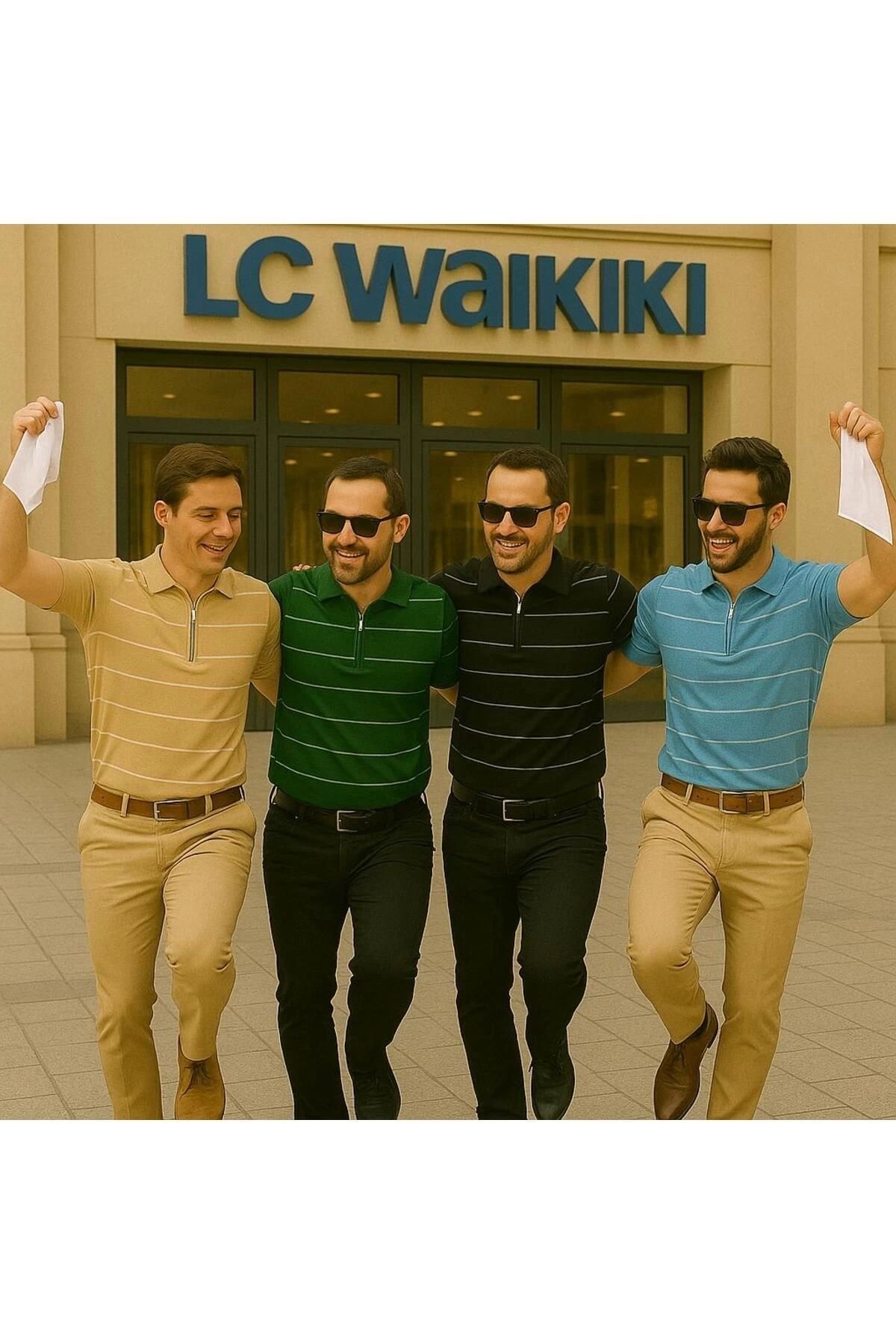 LC Waikiki 3'lü Avantajlı Paket Polo Yaka Fermuarlı Çizgili Kısa Kollu Erkek Yazlık Triko Tişört / T-shirt