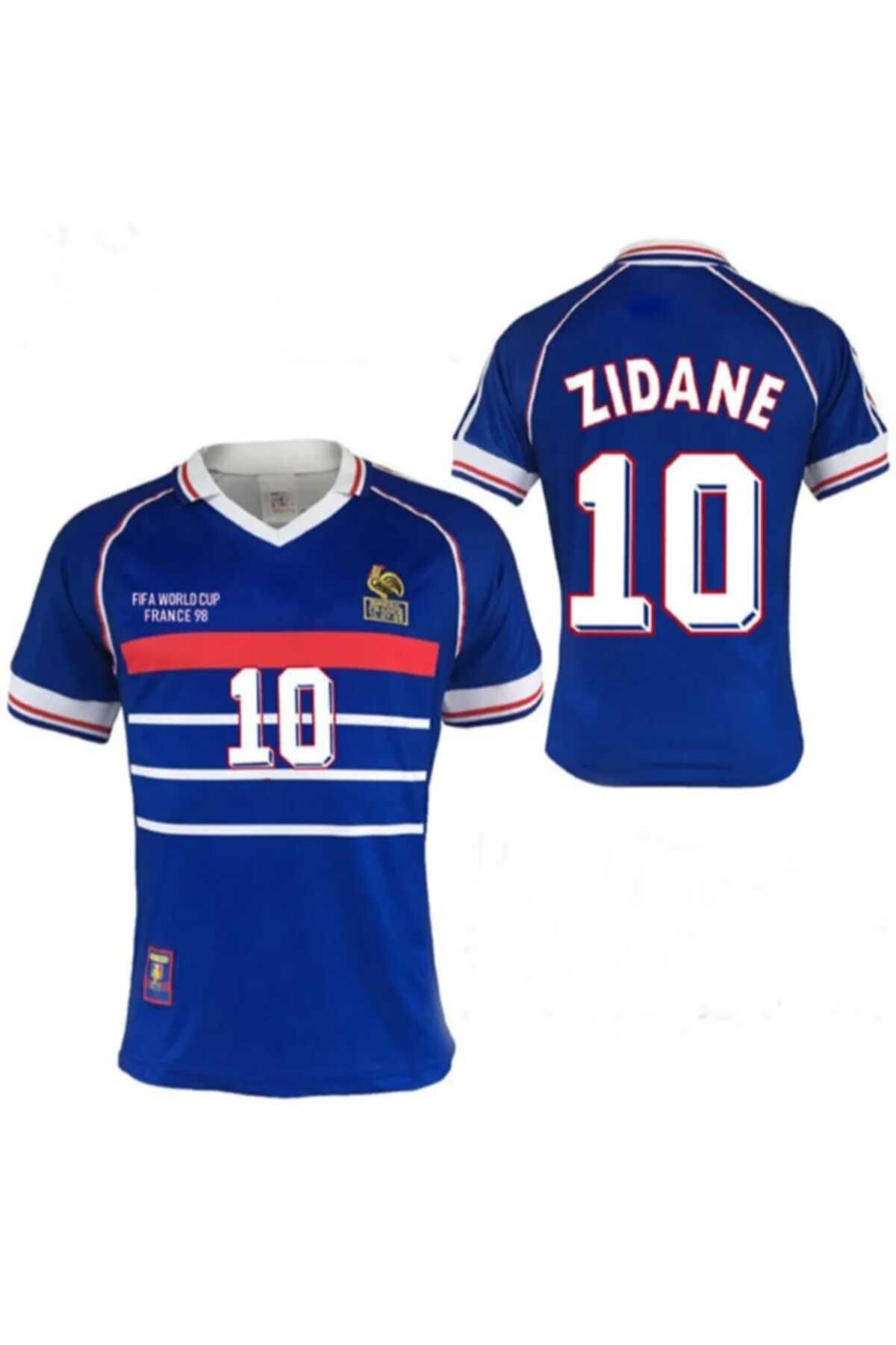 BARBITOS Fransa 98 Dünya Kupası Zinedine Zidane Yetişkin Nostalji Forması-ZYP01