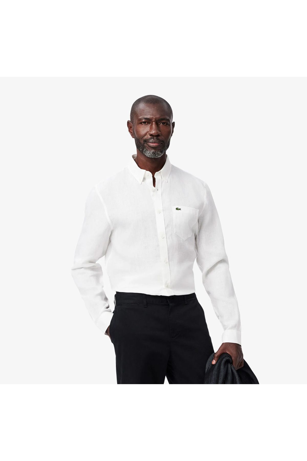 Lacoste Erkek Düğmeli Yaka Keten Gömlek