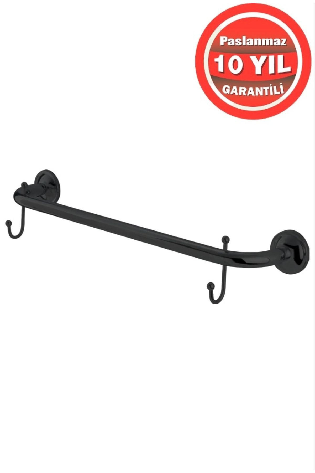 ÇELİK BANYO Paslanmaz Pirinç Mat Siyah Bella Kancalı 50 cm Uzun Havluluk