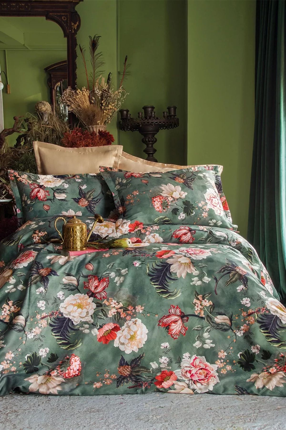 İssimo Home Japonesque %60 TENCEL™ Lyocell %40 Pamuk Dijital Saten Çift Kişilik Nevresim Takımı